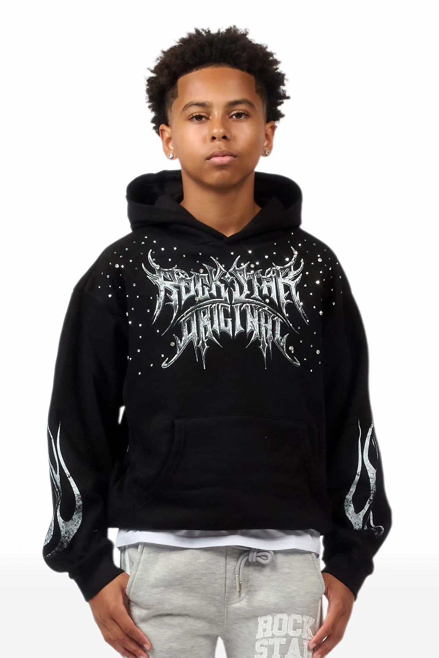 Boys Nikisha Black Rhinestone Hoodie