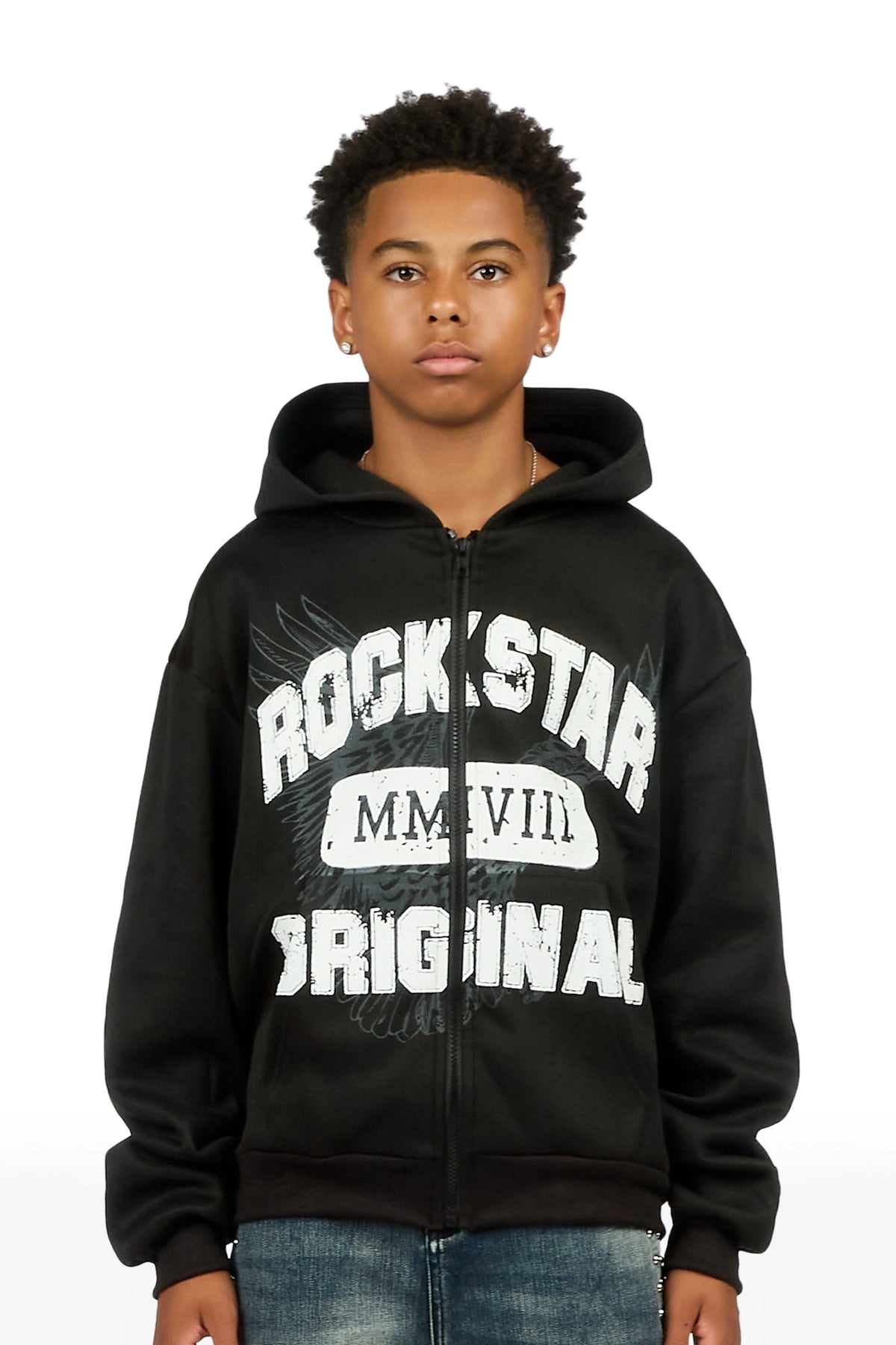 Boys Borya Black Zip Up Hoodie