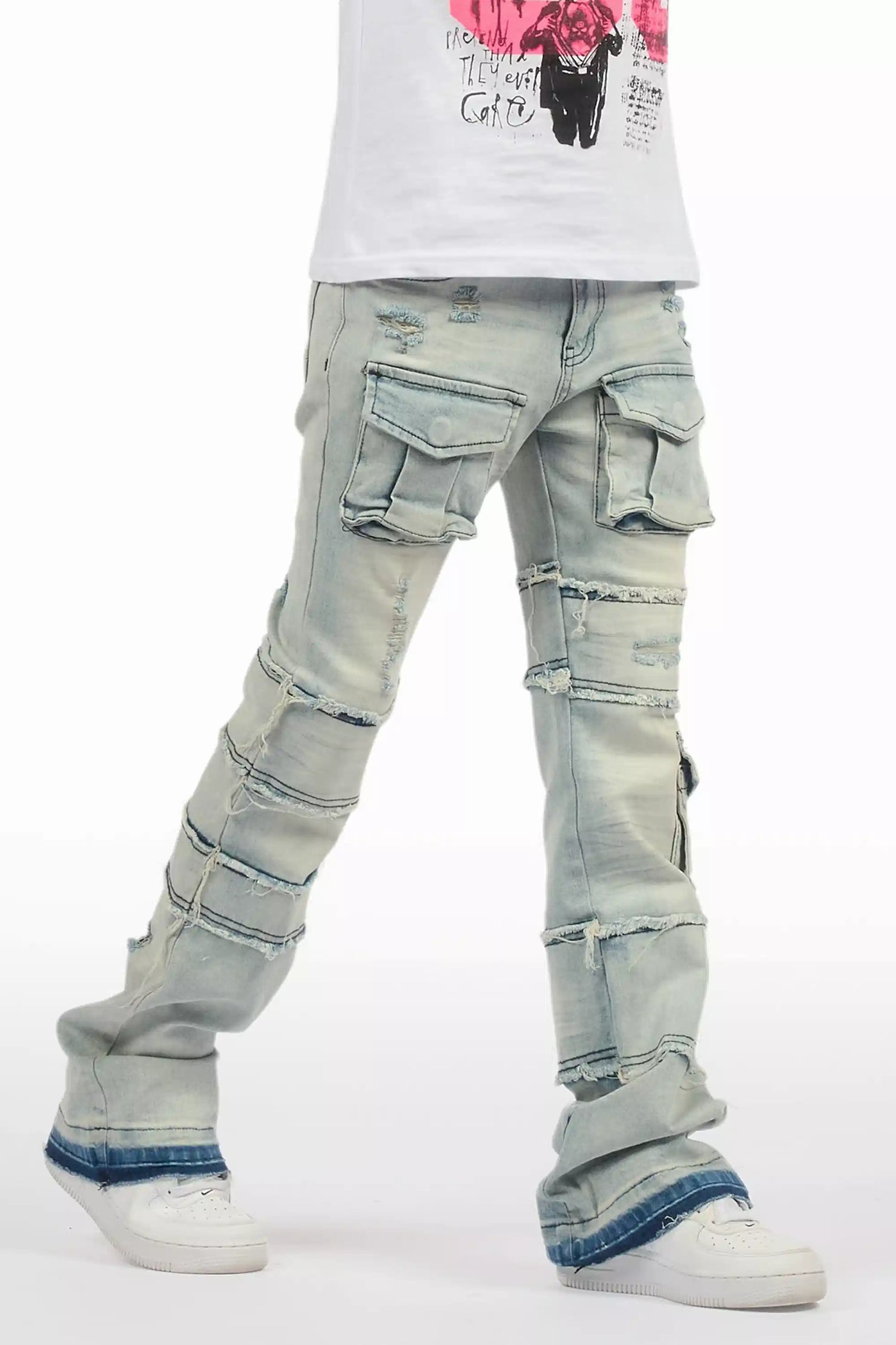 Boys Folant Light Blue Stacked Flare Jean