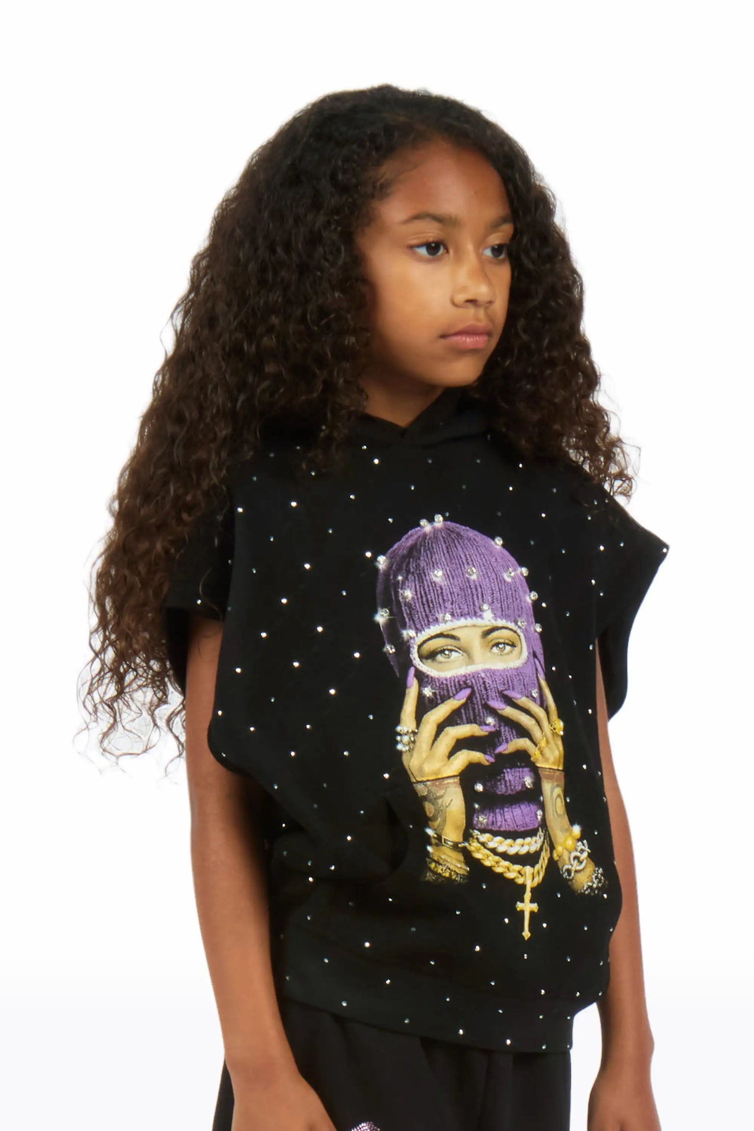 Girls Jayla Black Cut Sleeve Hoodie