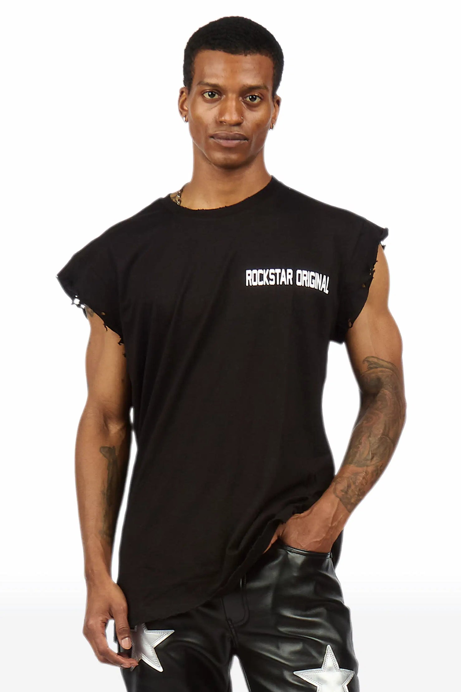Corven Black Cut Off T-Shirt
