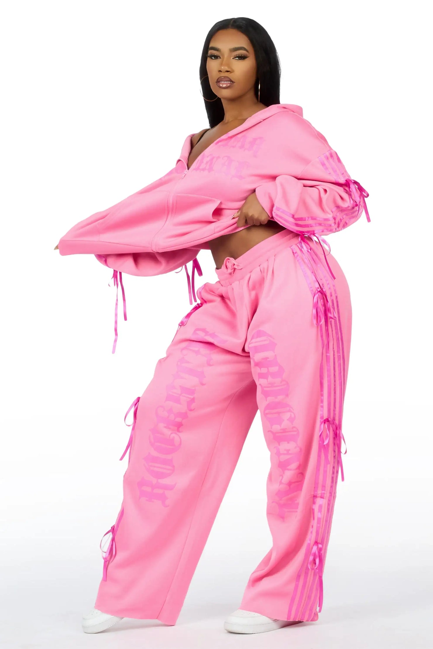 Kettisha Pink Lace Up Baggy Track Set