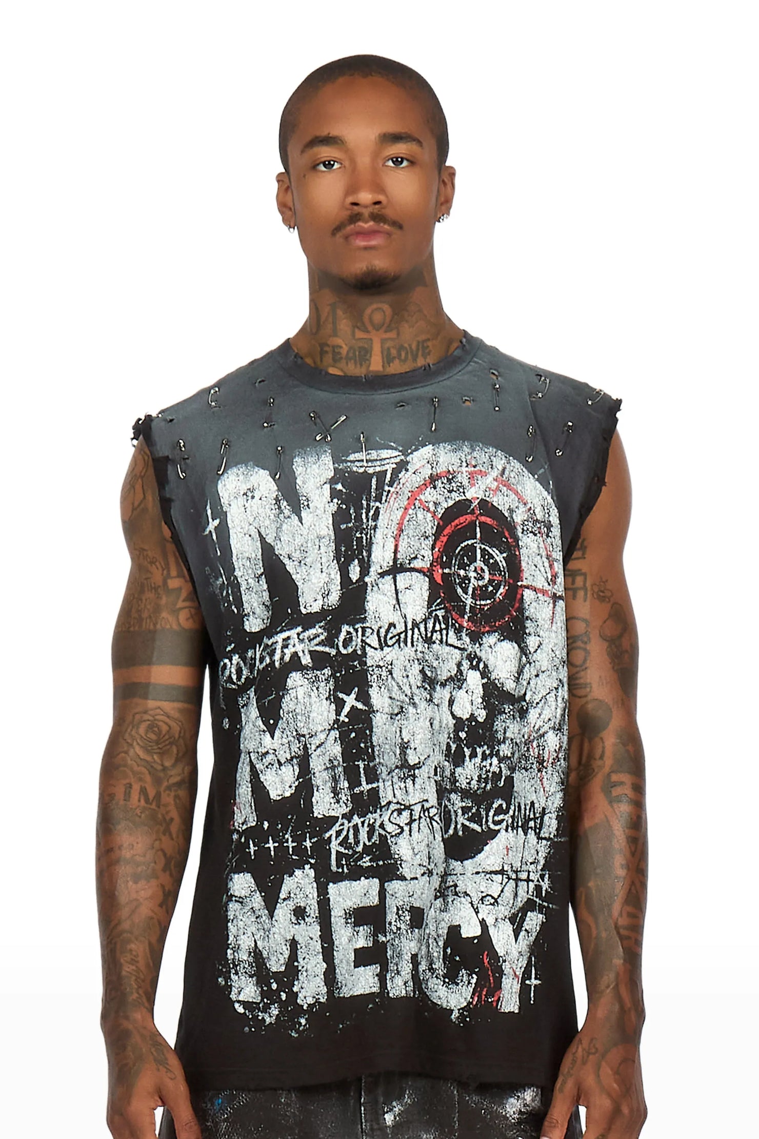 Berro Black Oversized Cut Off T-Shirt