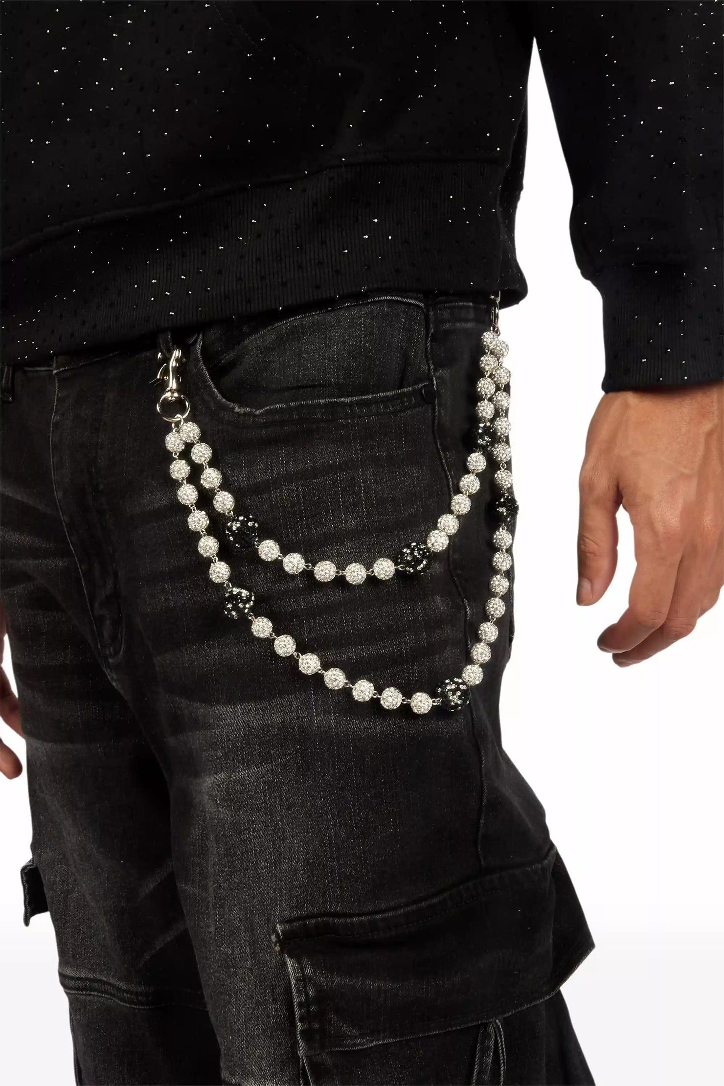 Baller White/Black Wallet Chain