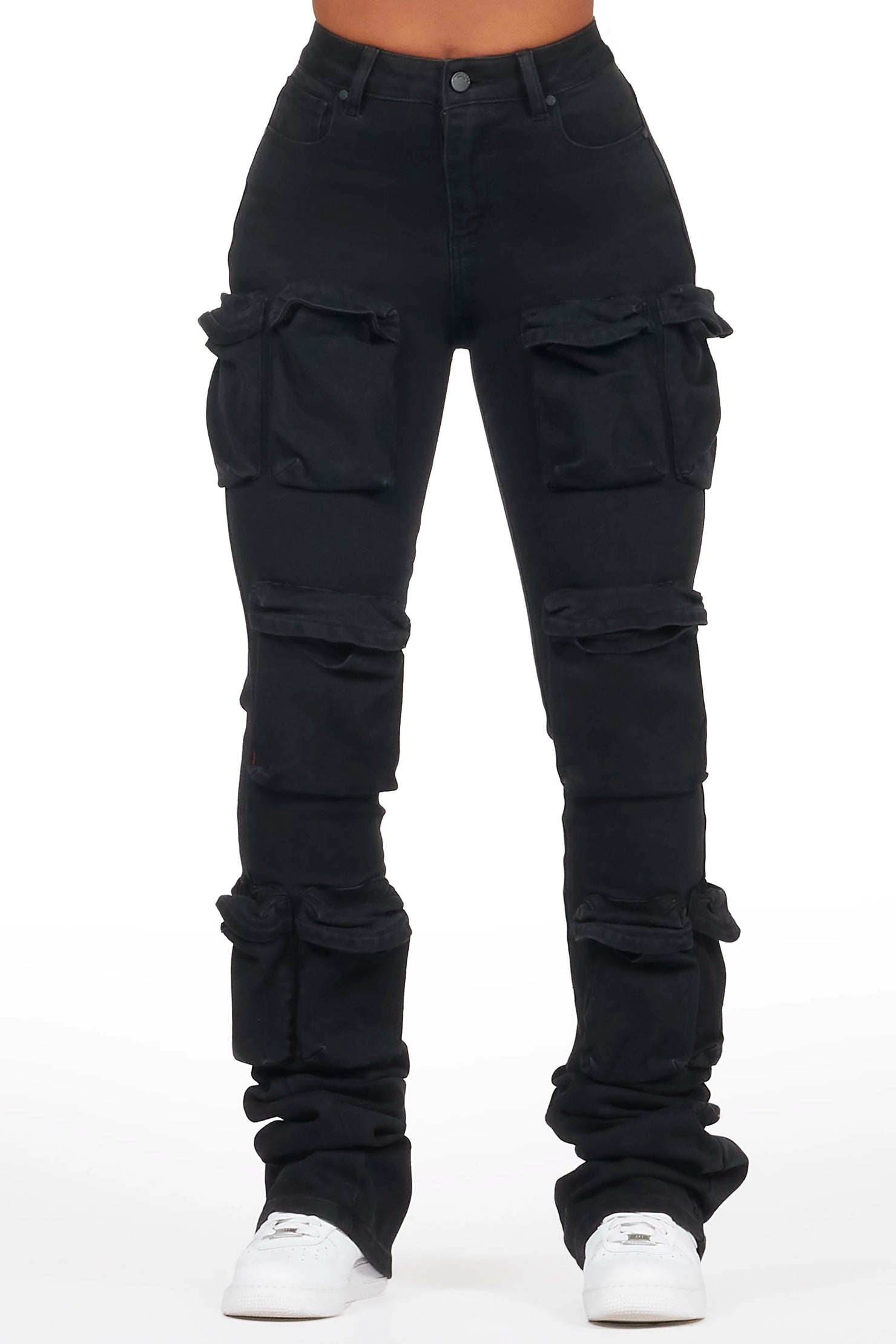 Alliyah Black Cargo Super Stacked Jean
