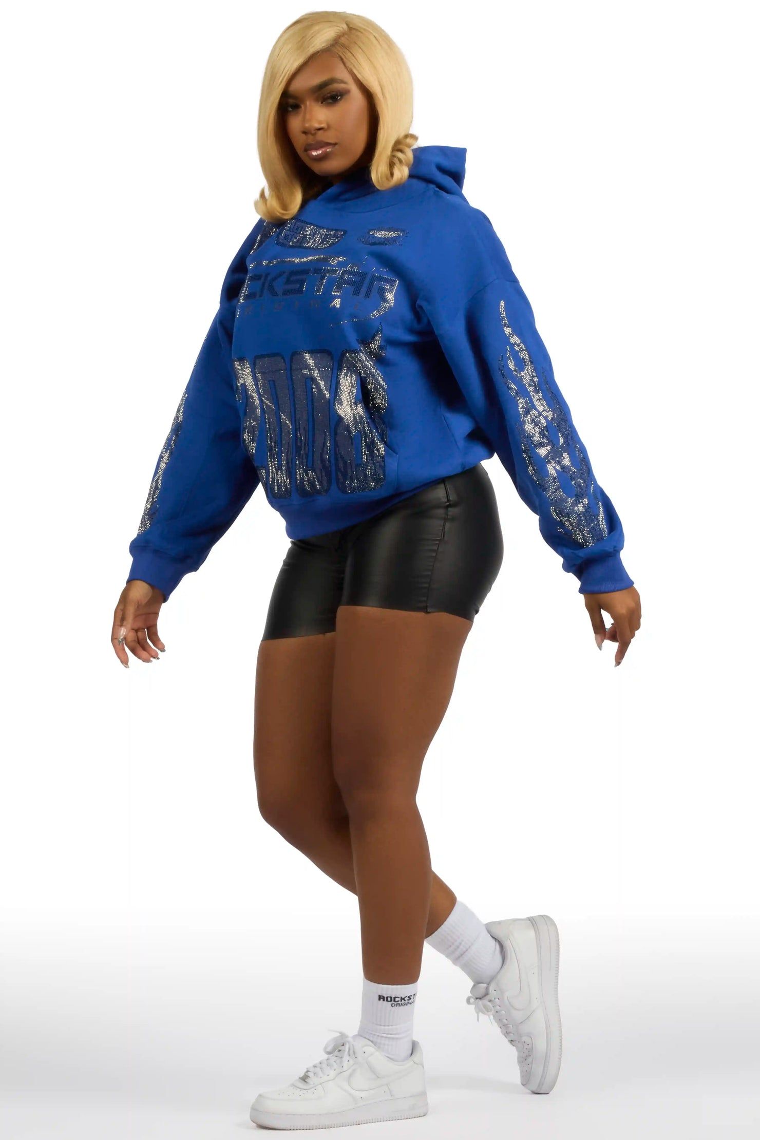 Esha Royal Blue Rhinestone Hoodie