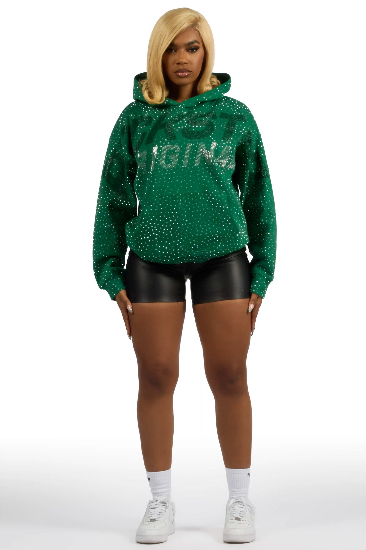 Roshanda Green Rhinestone Hoodie