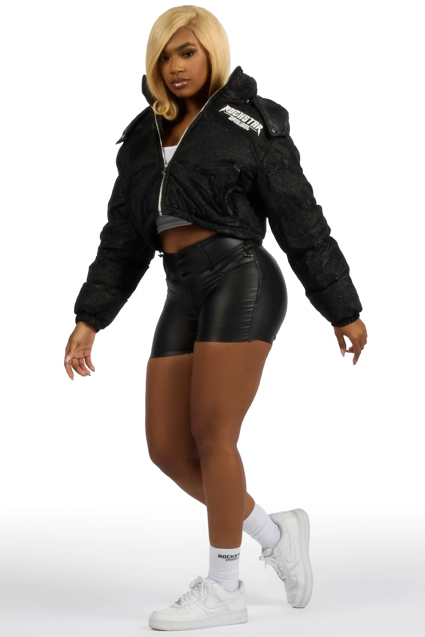 Meranda Black Glitter Puffer Jacket