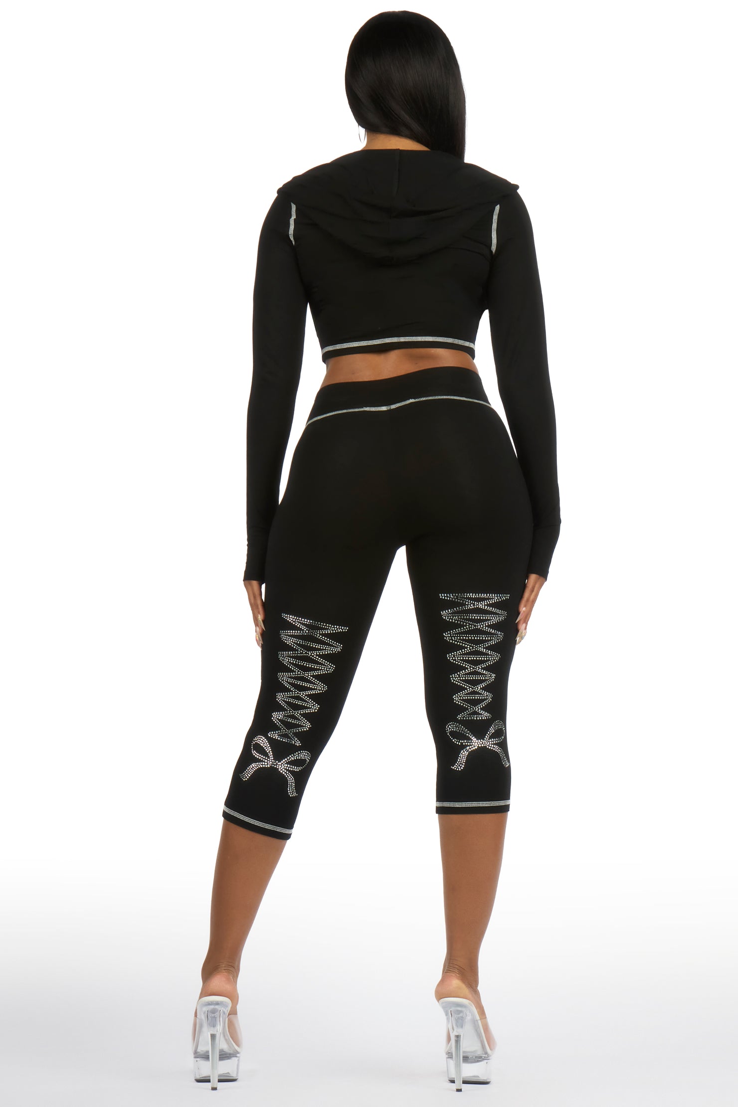 Mittiana Black Zip Up Capri Set