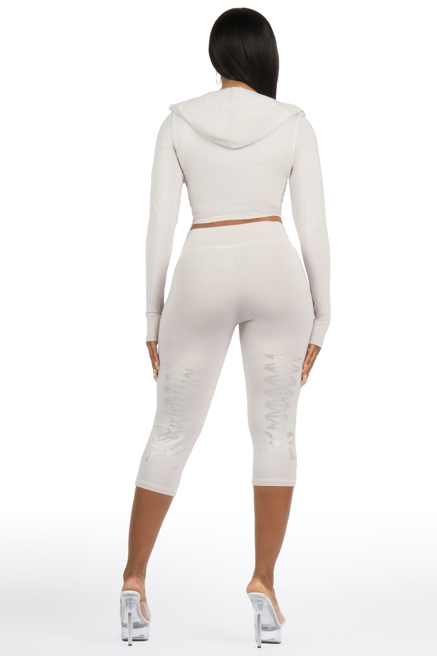 Mittiana Grey Zip Up Capri Set