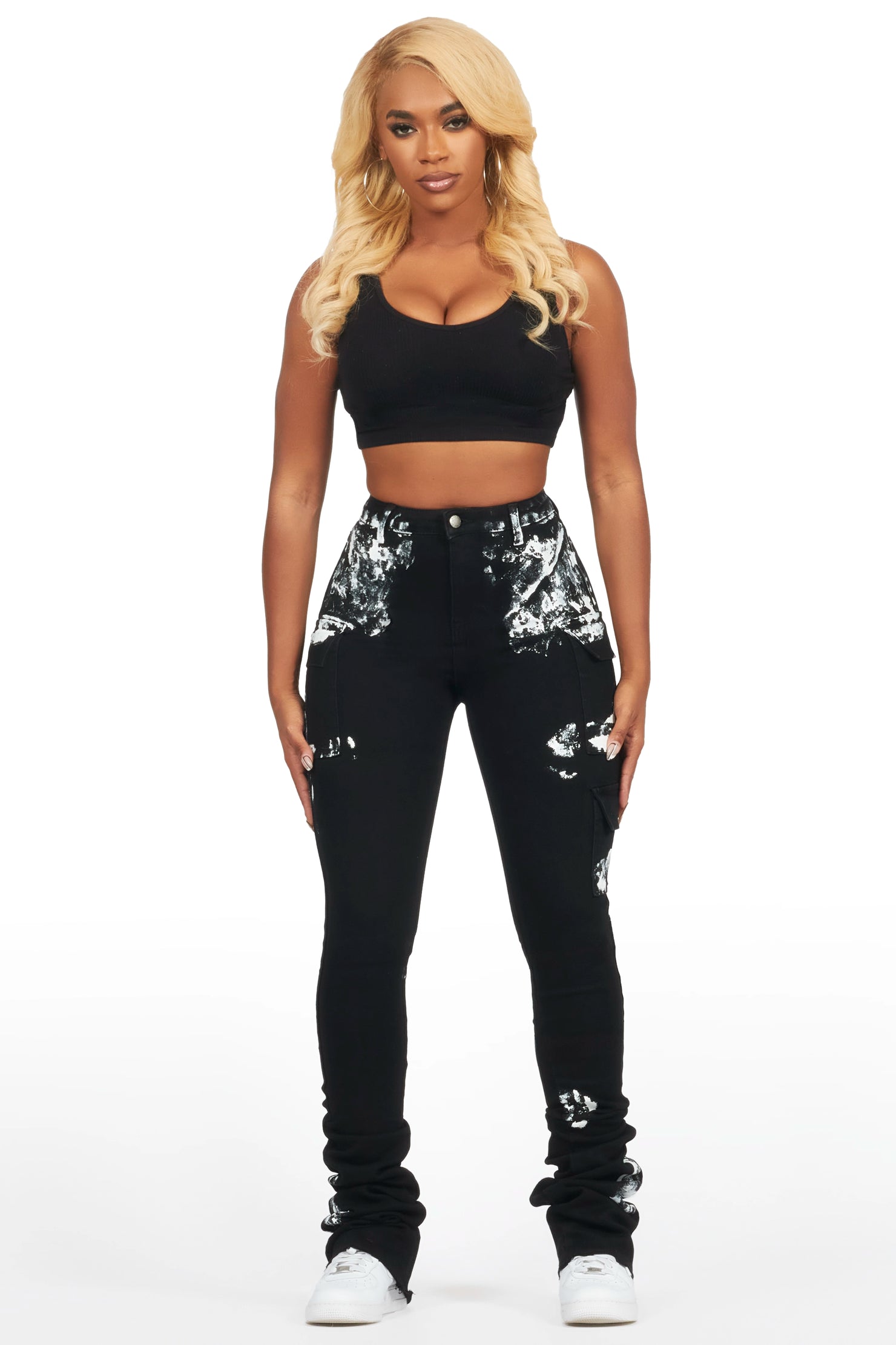 Shannona Black Painted Super Stacked Jean