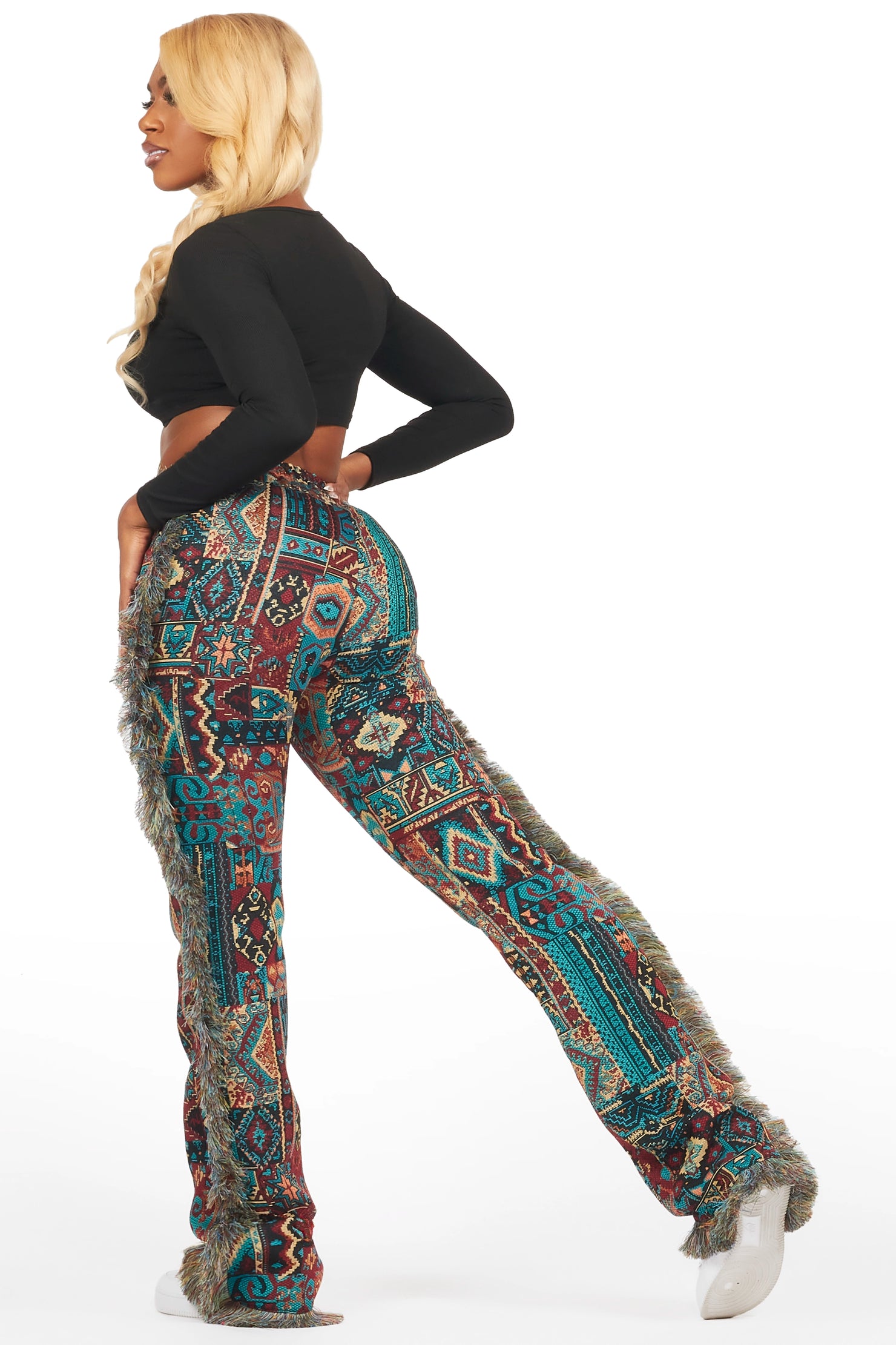 Joliet Red Tapestry Stacked Pant