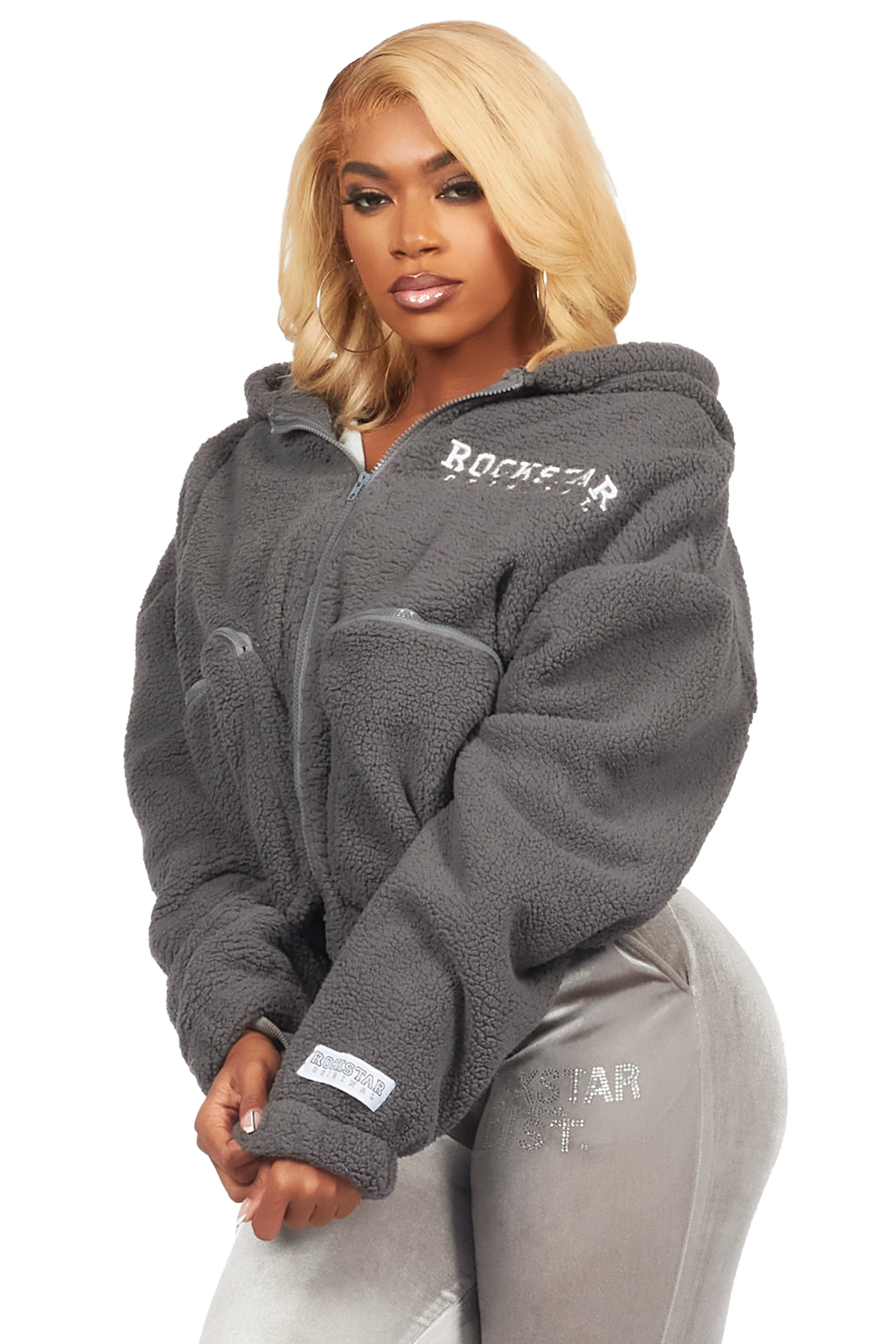 Lonia Grey Sherpa Jacket