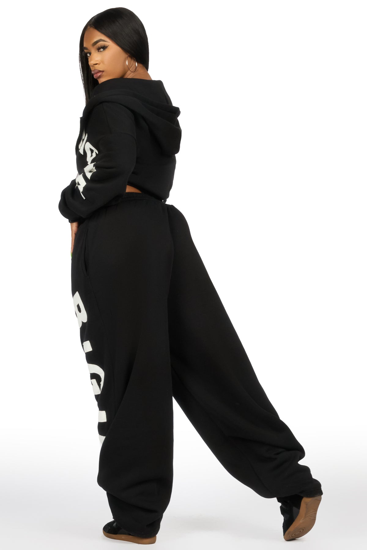 Raynecia Black Zip Up Baggy Fit Track Set