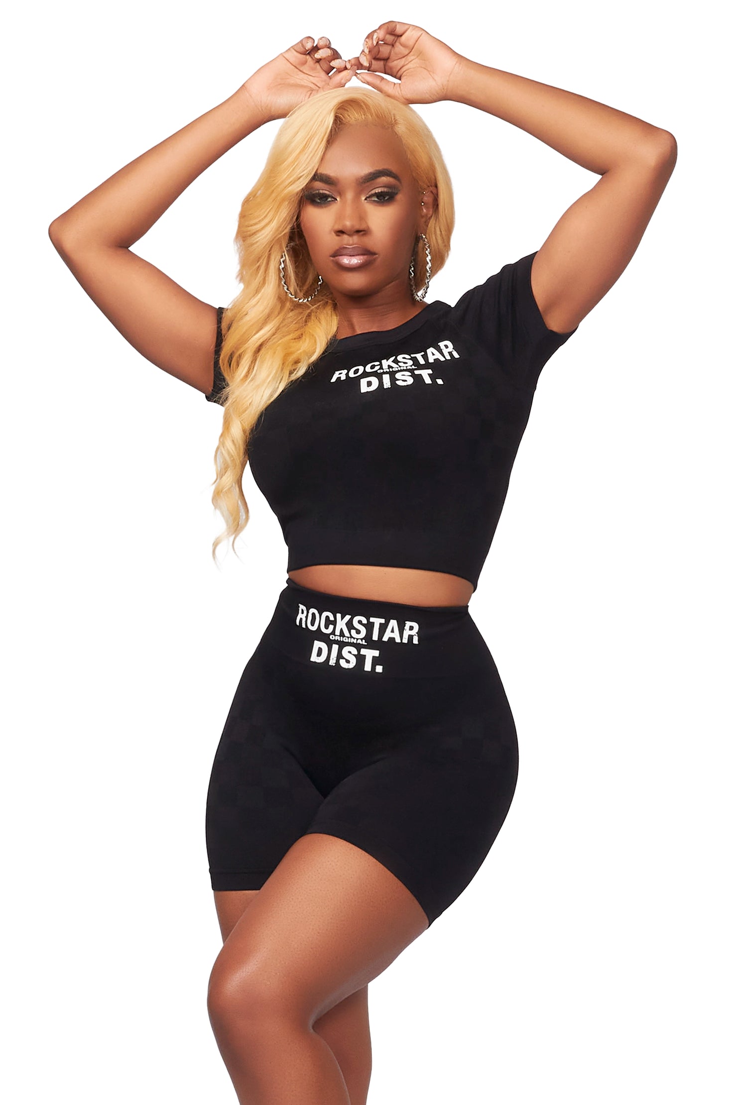 Caria Black Checkered Bike Short Set