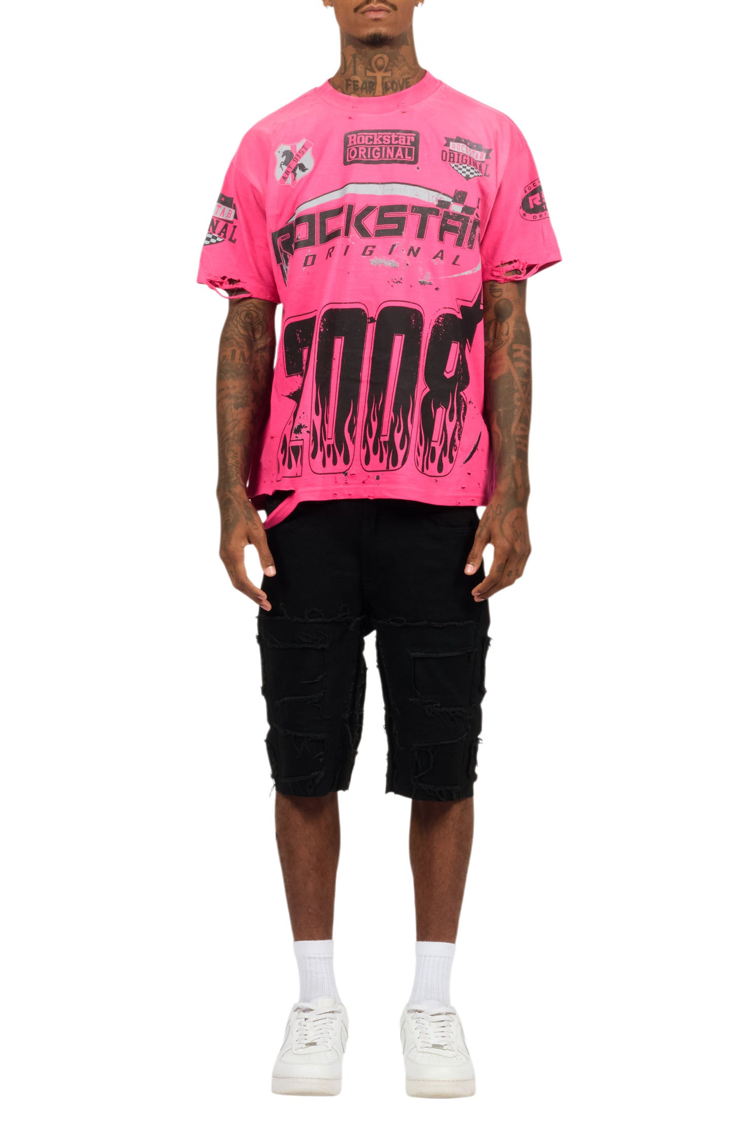 Amos Fuchsia/Black Graphic T-Shirt