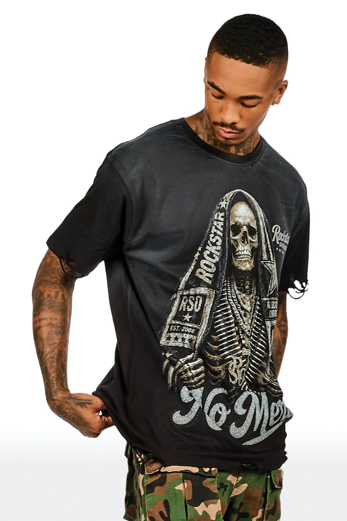Inclemens Black Oversized Graphic T-Shirt