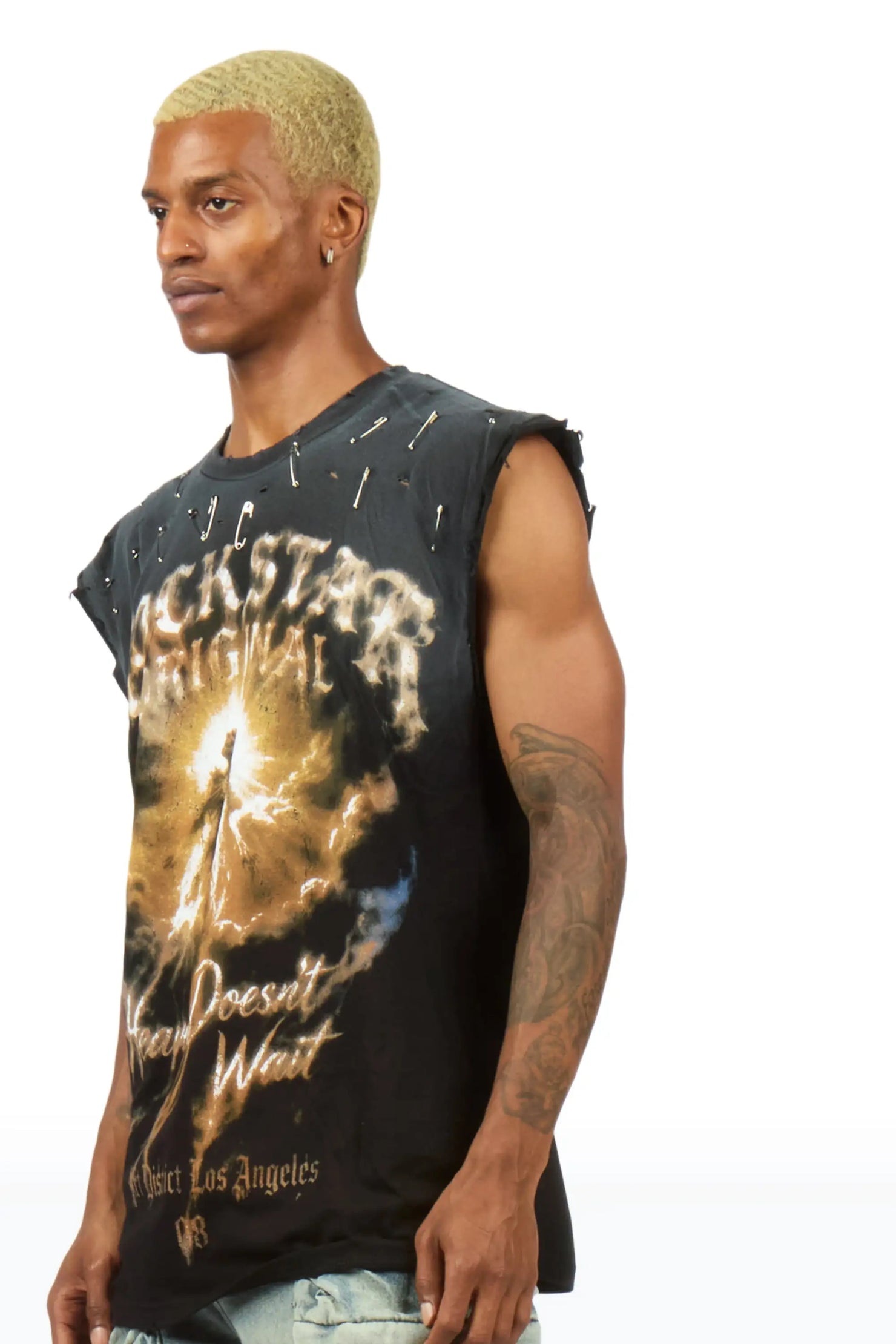 Jakito Black Oversized Cut Off T-Shirt