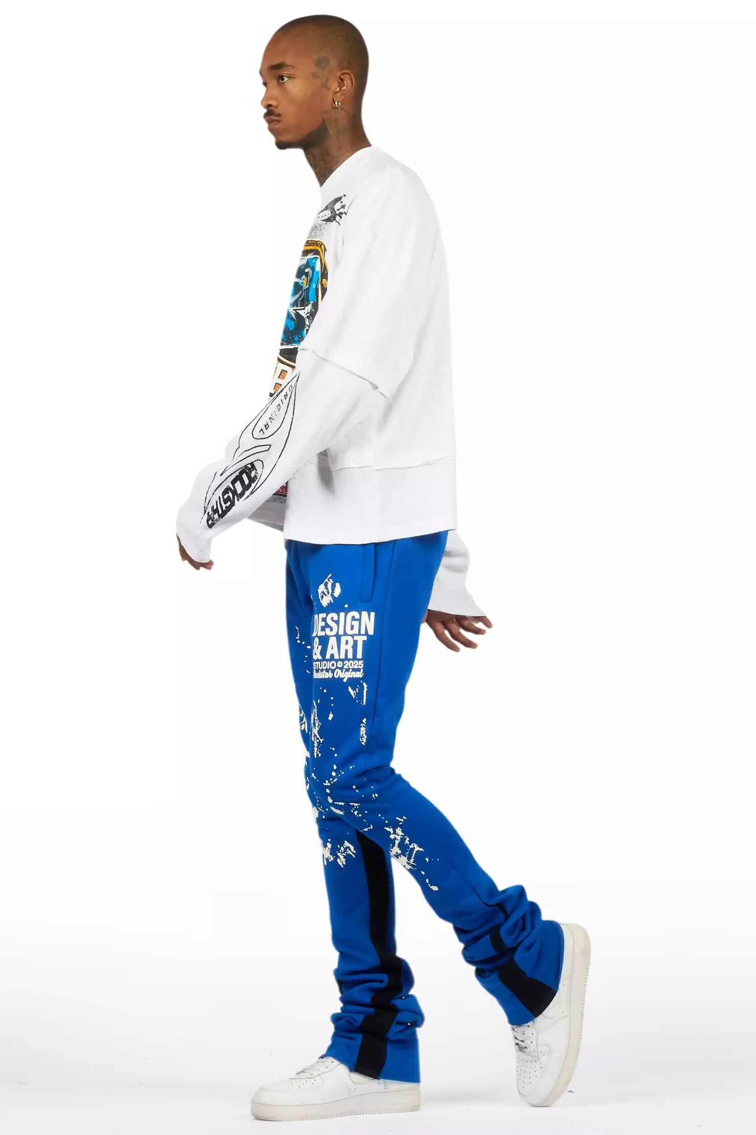 Damone Royal Super Stacked Flare Track Pant