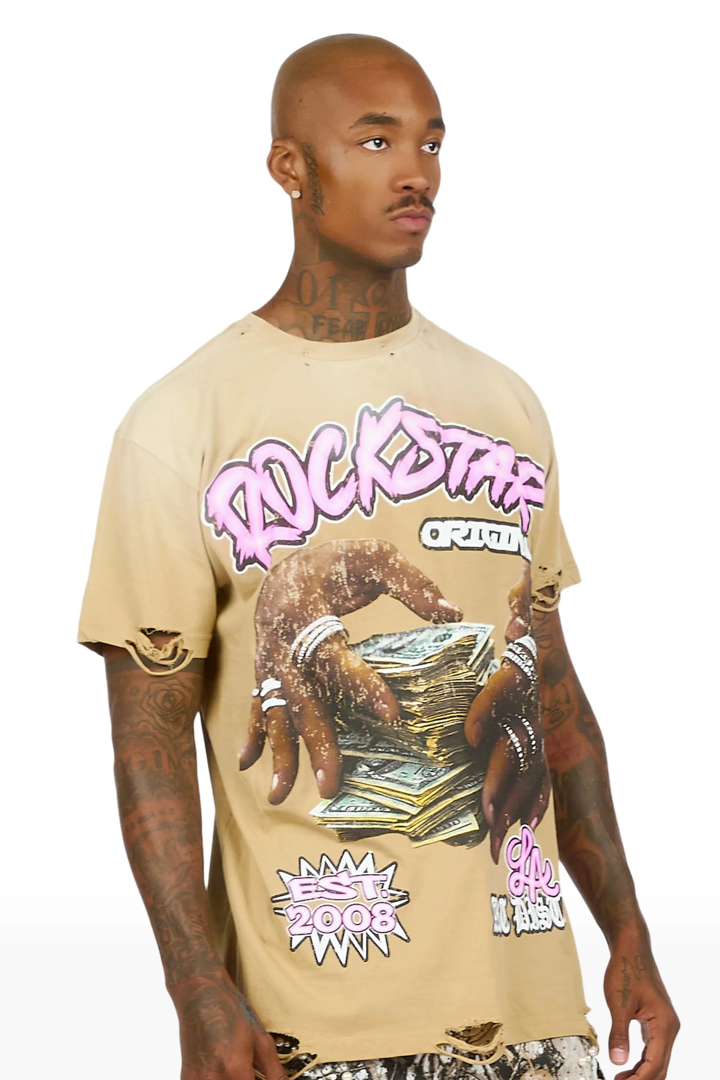 Madhur Beige Oversized Graphic T-Shirt