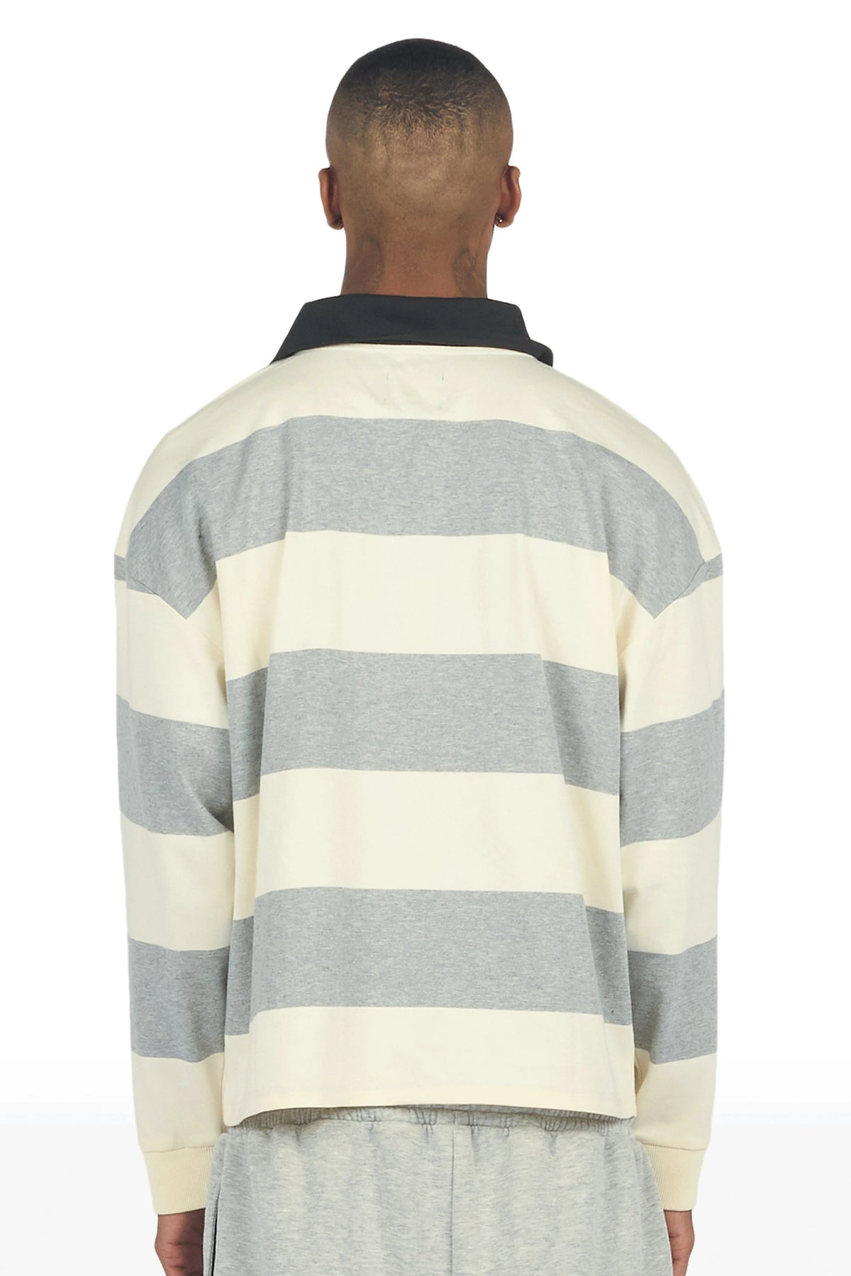 Flynn White/Grey Long Sleeve Polo Shirt