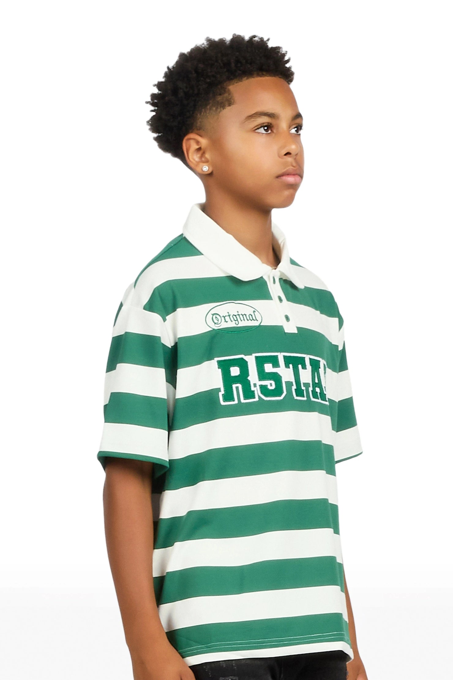 Boys Fintan Green/Cream Polo