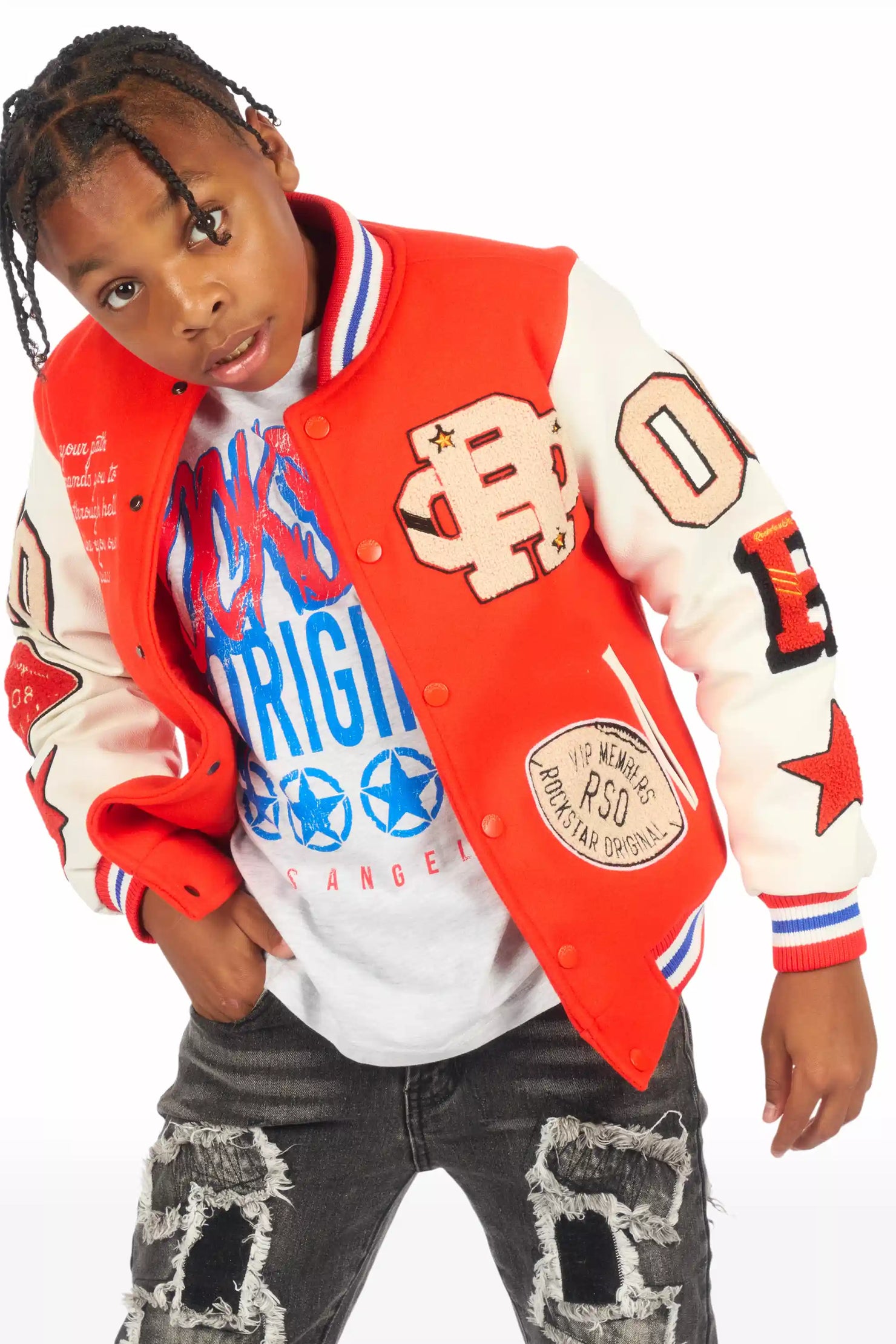 Boys Balser Orange Varsity Jacket