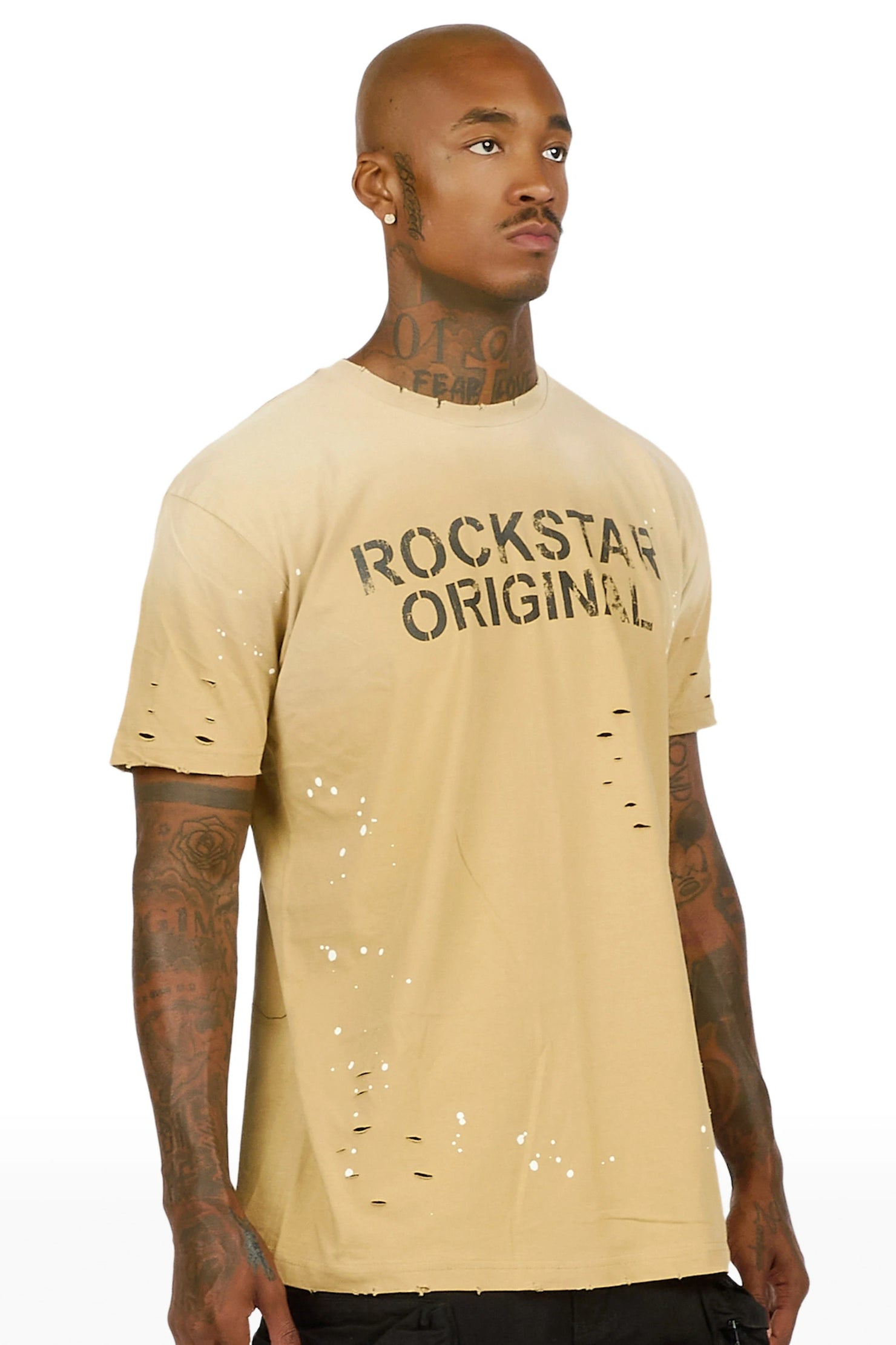Reign Beige Oversized Graphic T-Shirt