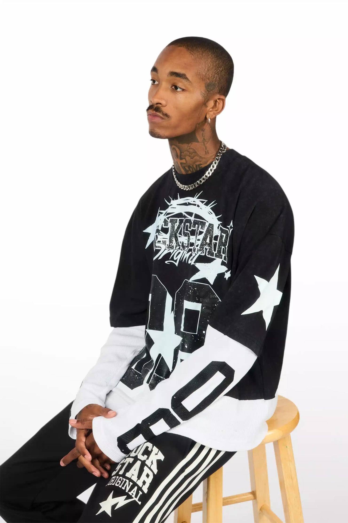 Gerrit Black Fleece Stacked Baggy Track Pant