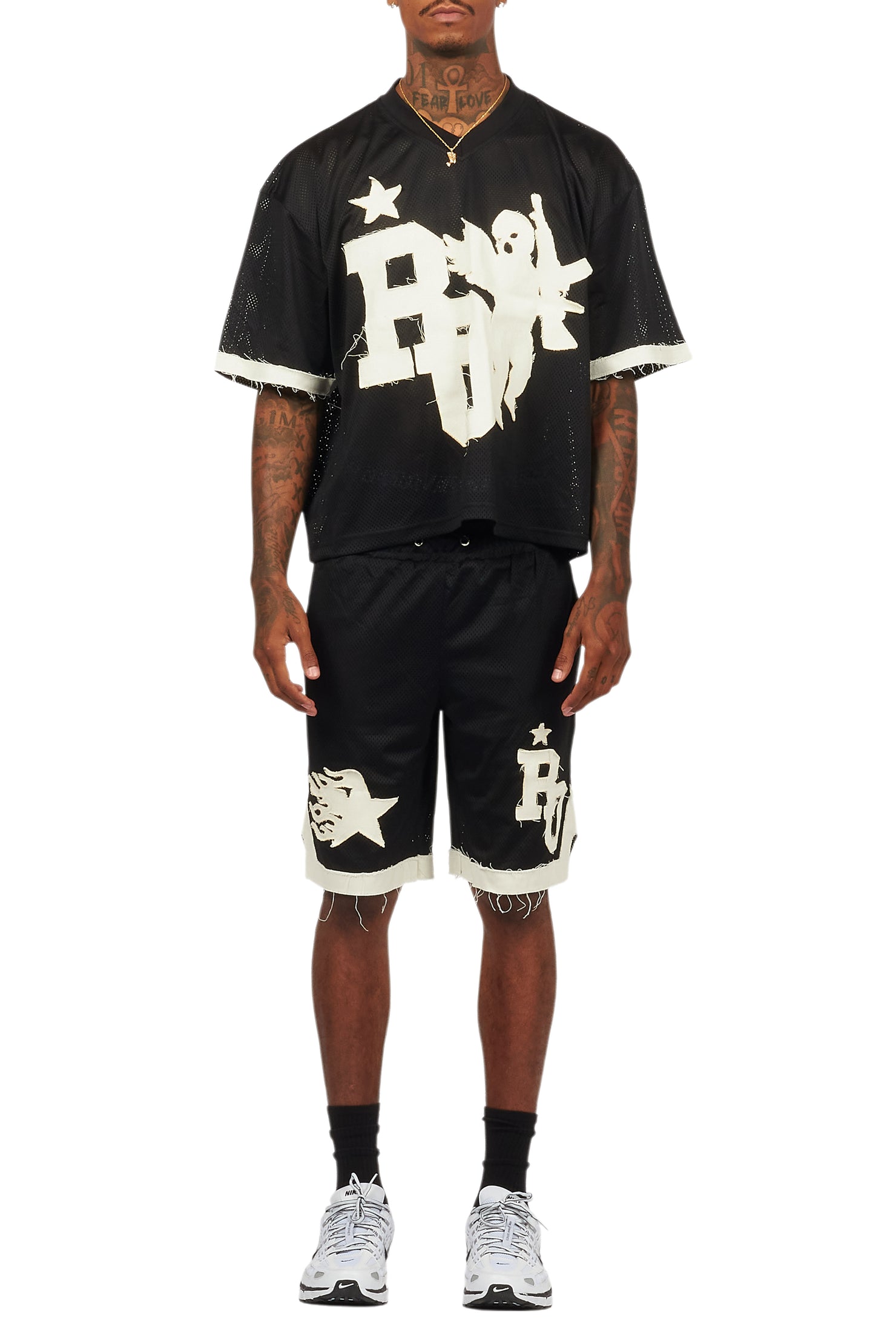 Pluton Black Mesh T-Shirt/Short Set