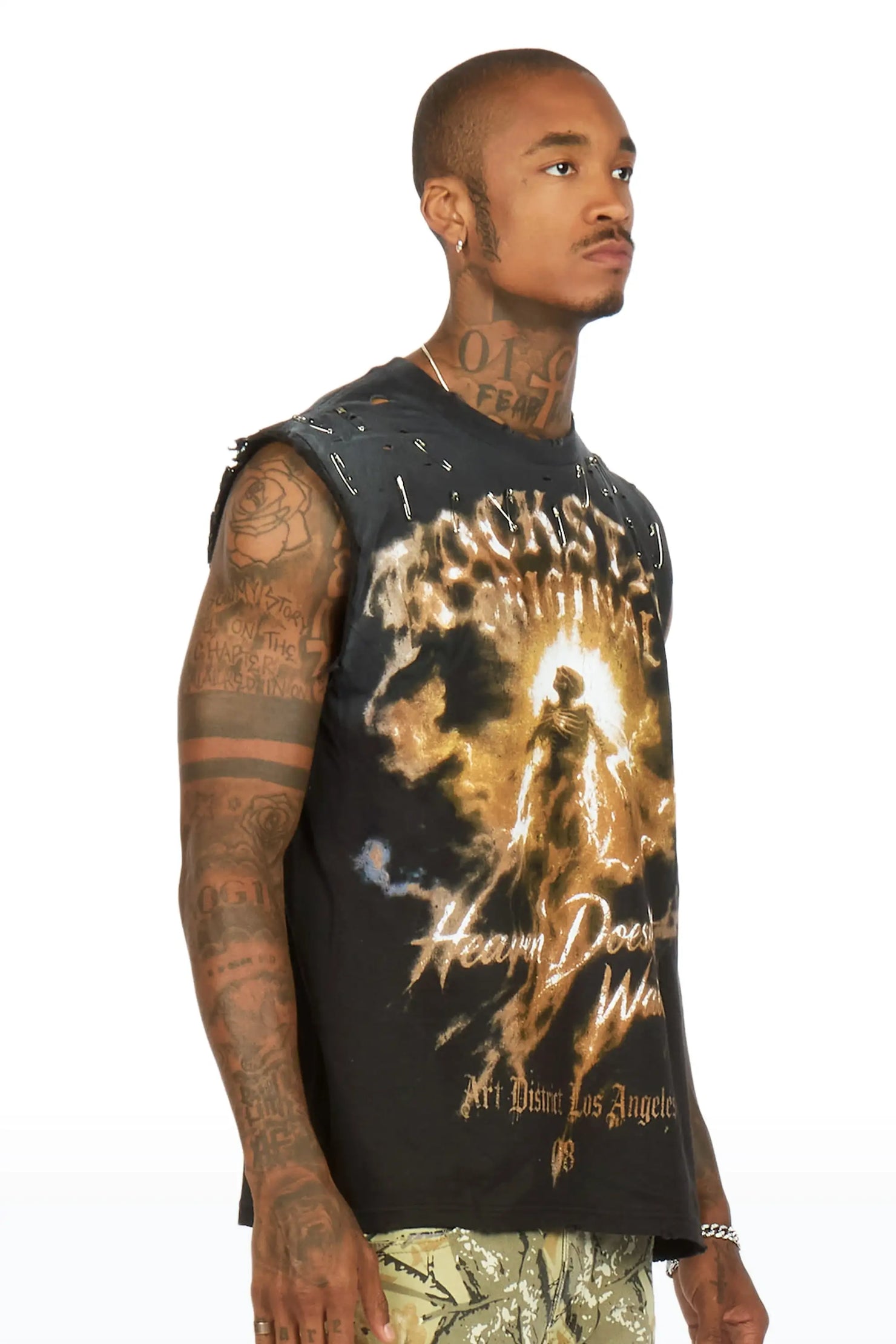 Jakito Black Oversized Cut Off T-Shirt