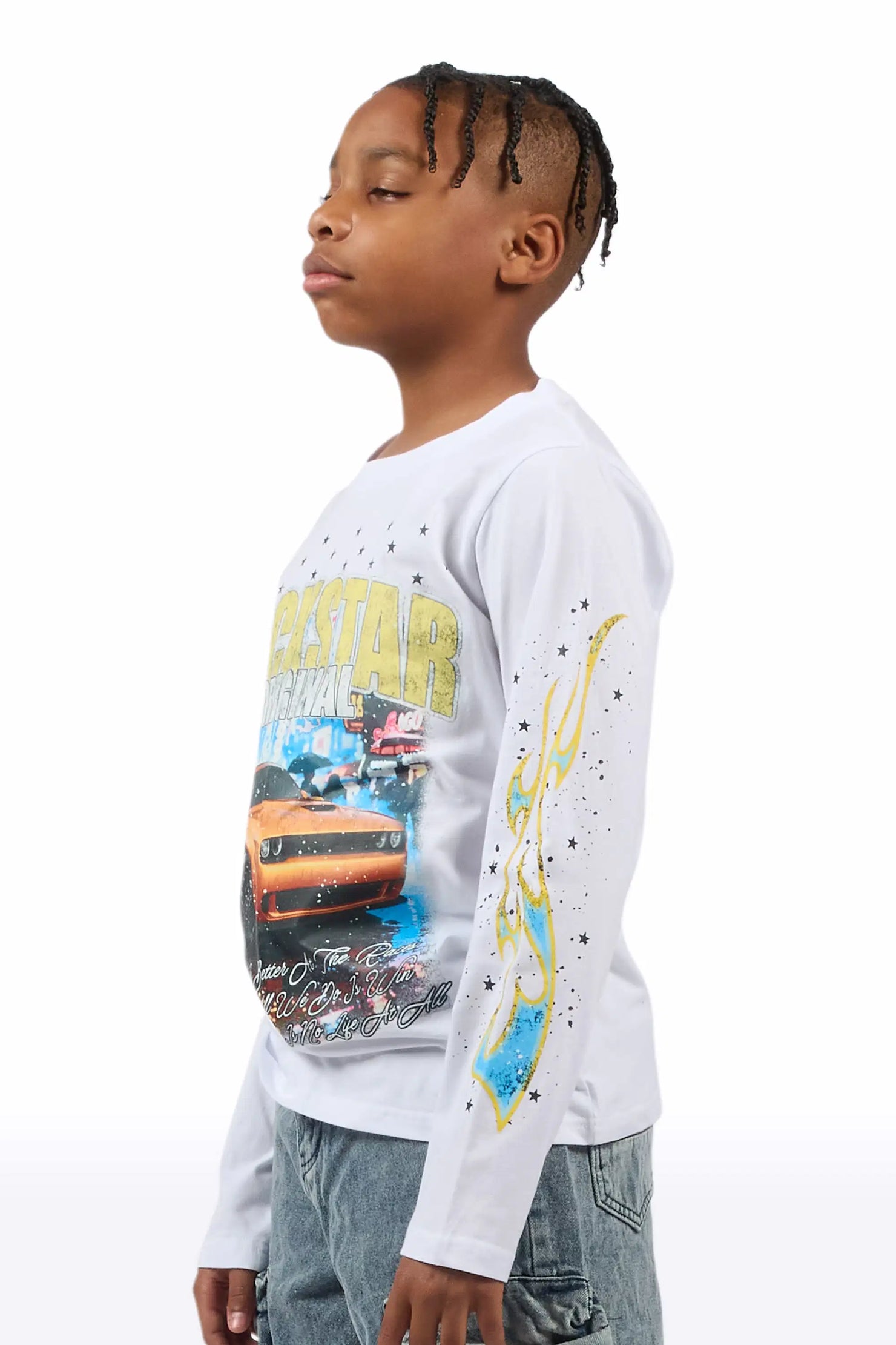 Boys Tokyo White Graphic L/S T-Shirt