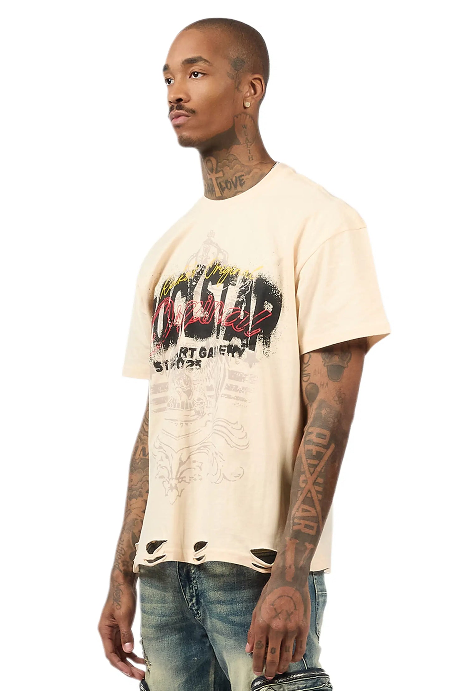 Irix Beige Oversized Graphic T-Shirt