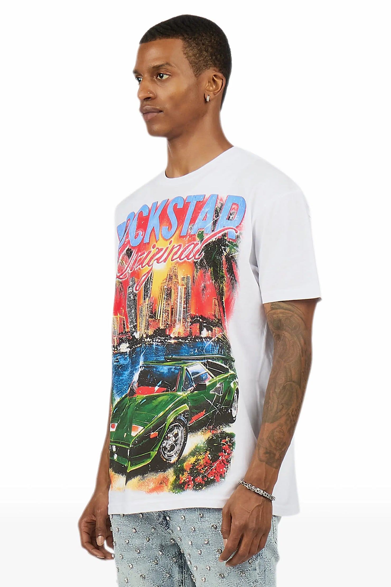 Jhaezar White Oversized Graphic T-Shirt
