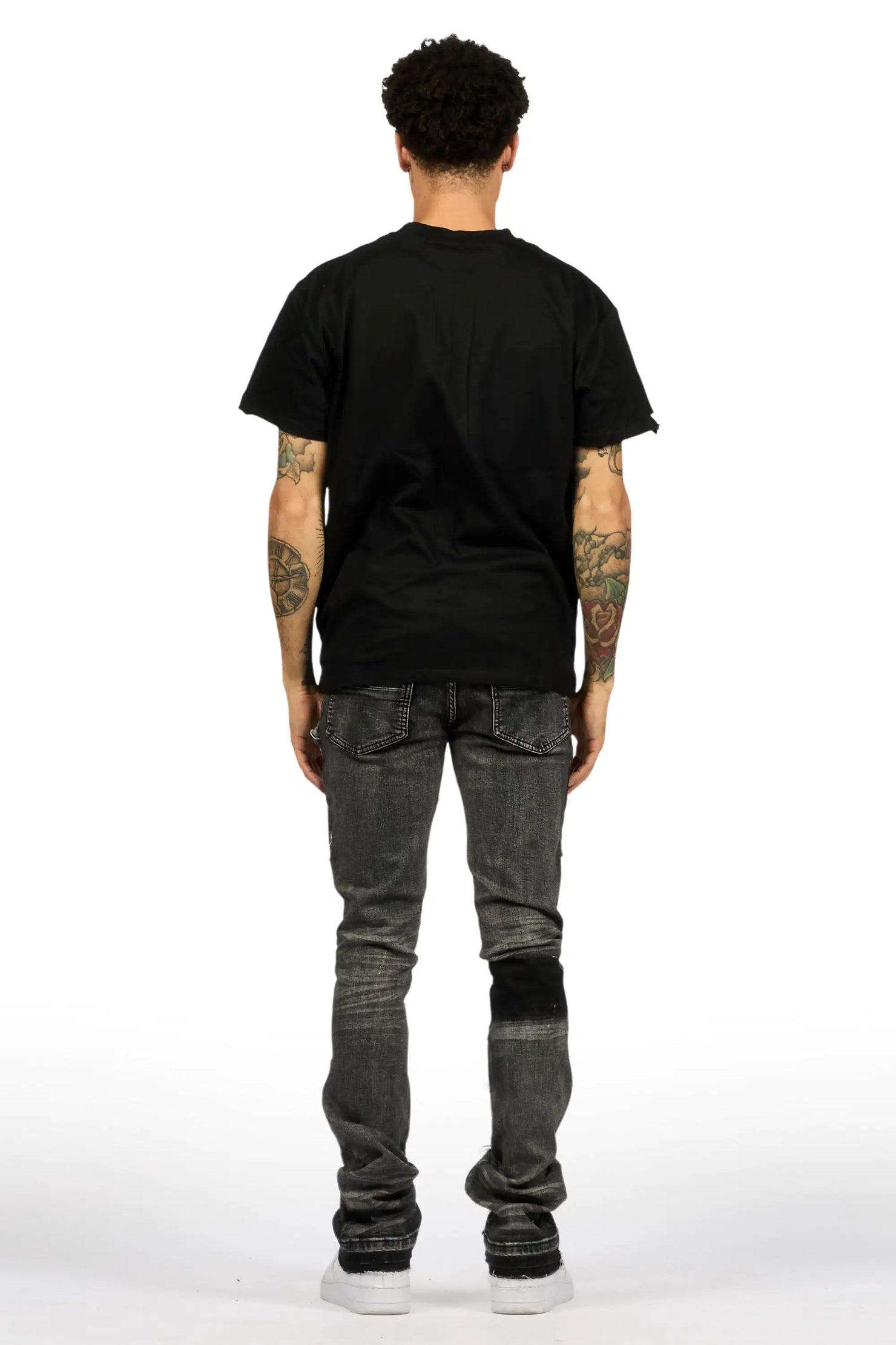 Raglord Dark Grey Stacked Flare Jean