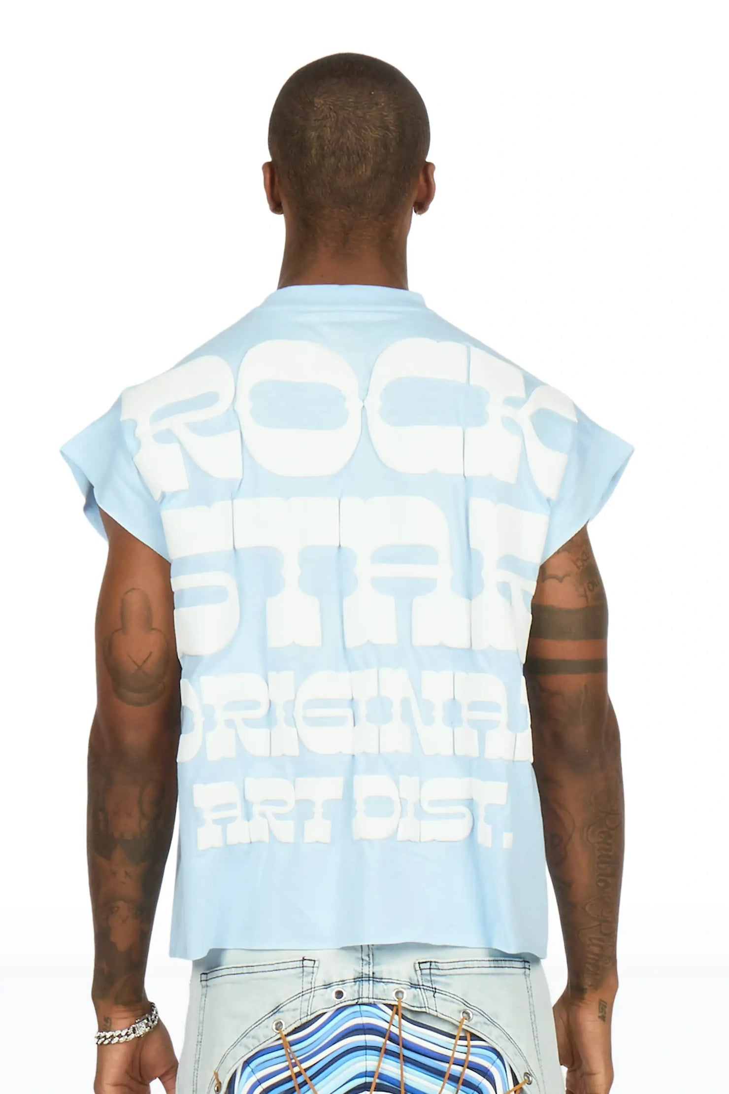 Plot Baby Blue Cut Sleeve Tee