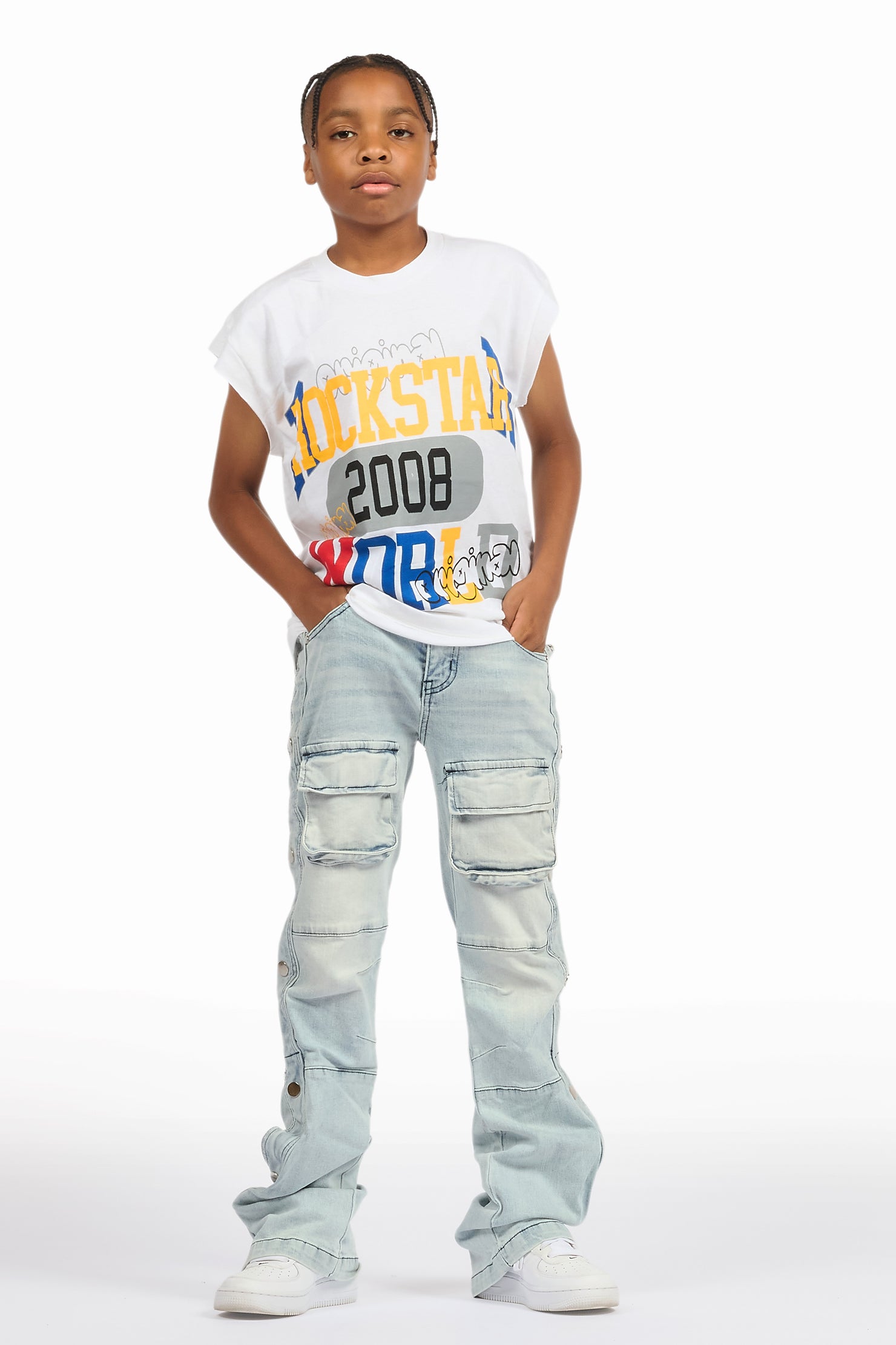 Boys Daria White/Multi Graphic Muscle T-Shirt