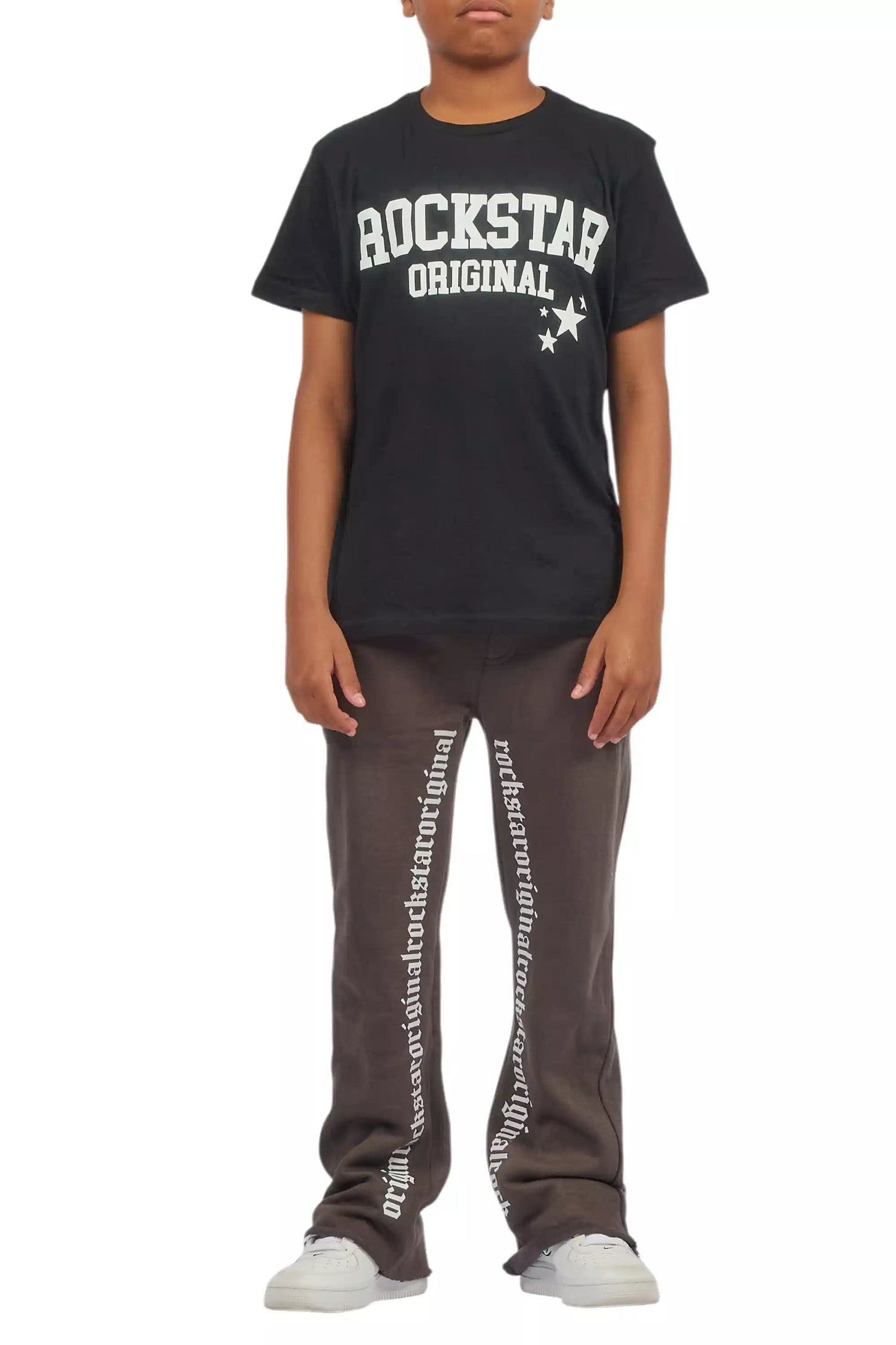 Boys Callie Vintage Grey Stacked Flare Pants