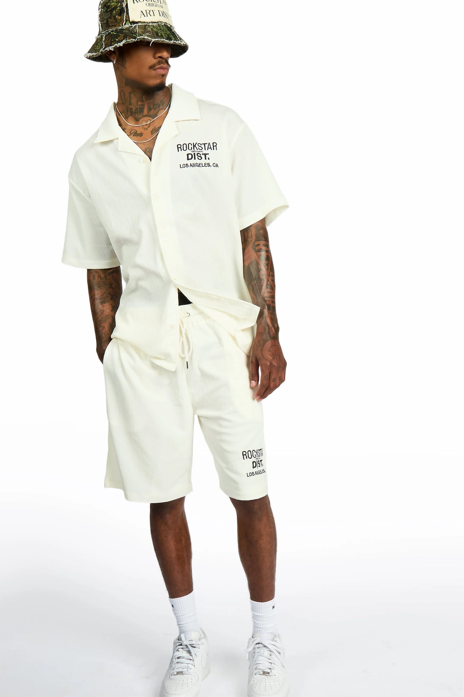 Kason Cream Button Down Shirt/Short Set