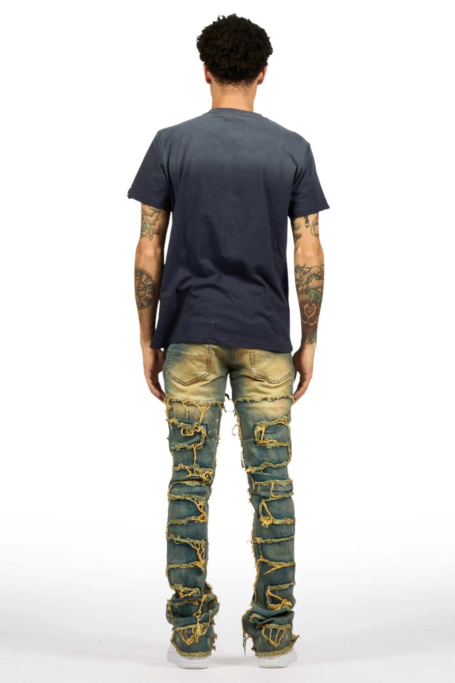 Shake Tint Dirty Blue Stacked Flare Jean