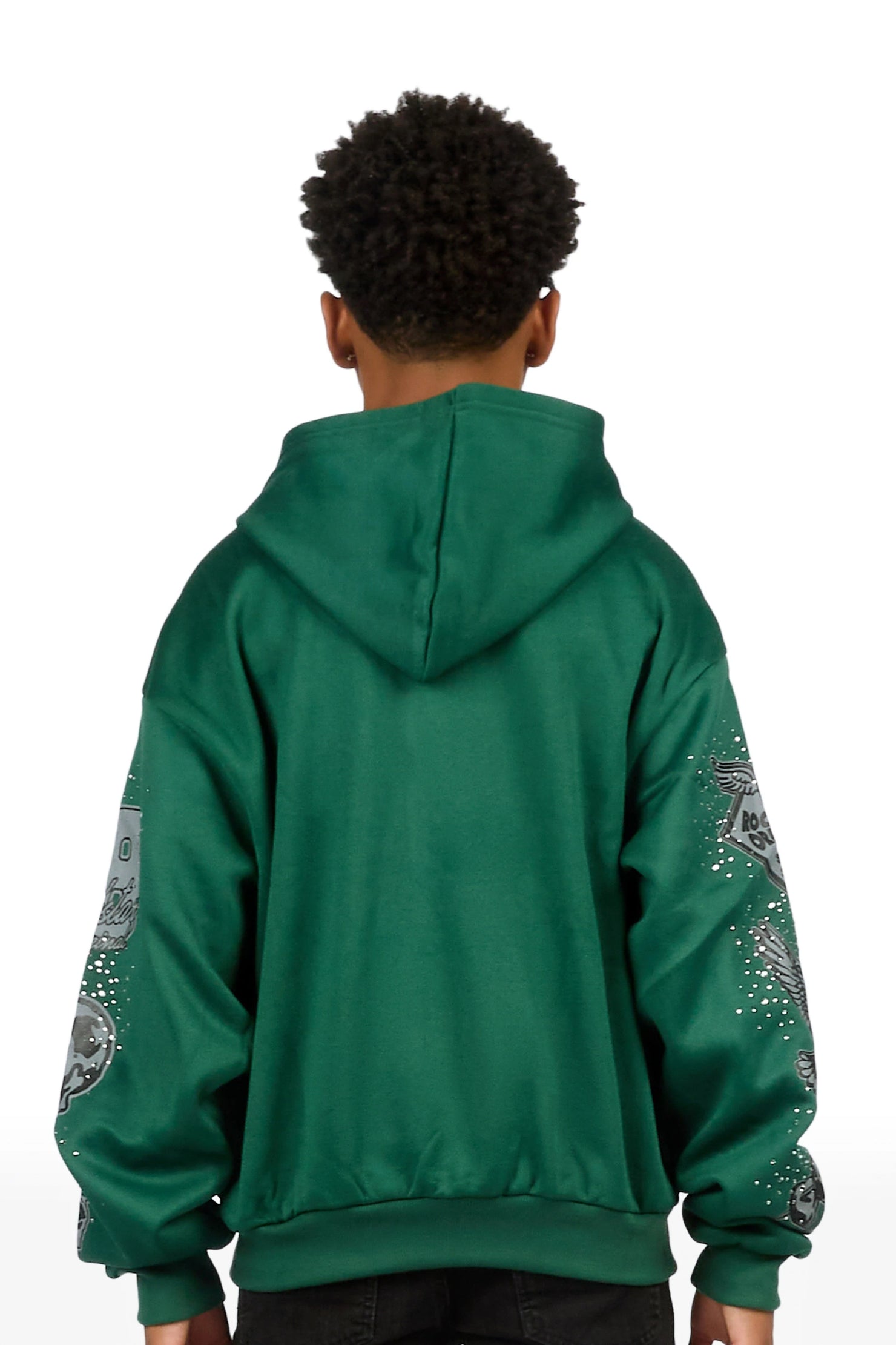 Boys Igor Green/Black Rhinestone Zip Up Hoodie