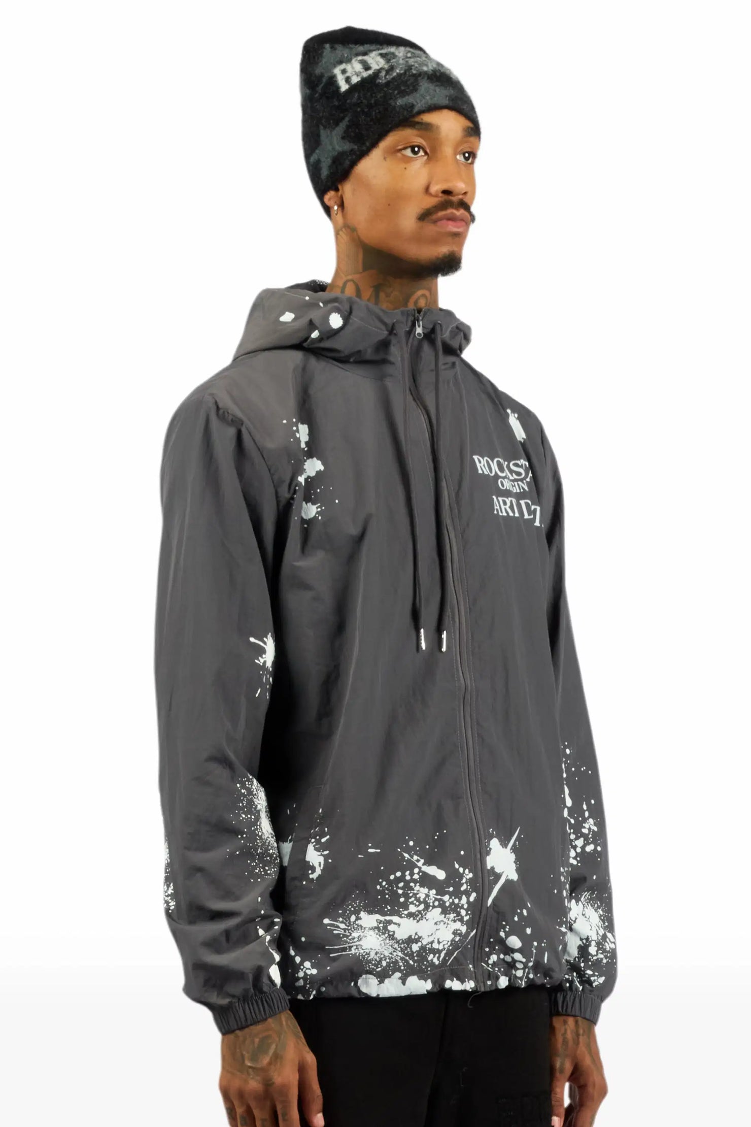 Raffer Grey Graphic Windbreaker