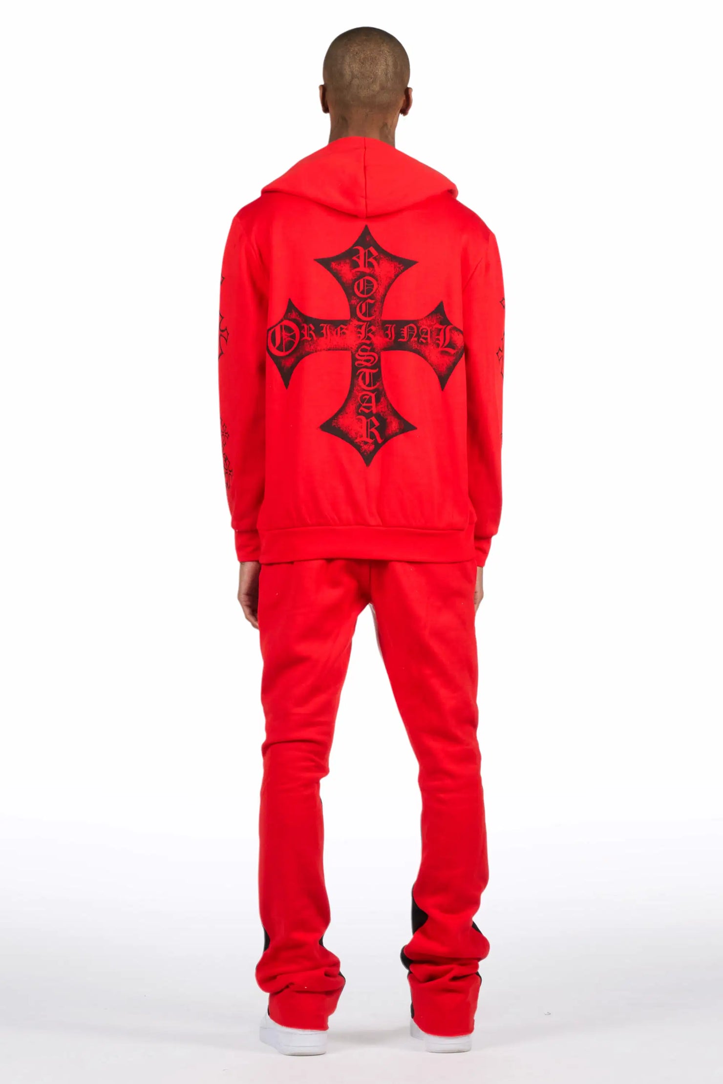 Marzion Red/Black Hoodie/Stacked Flare Track Set