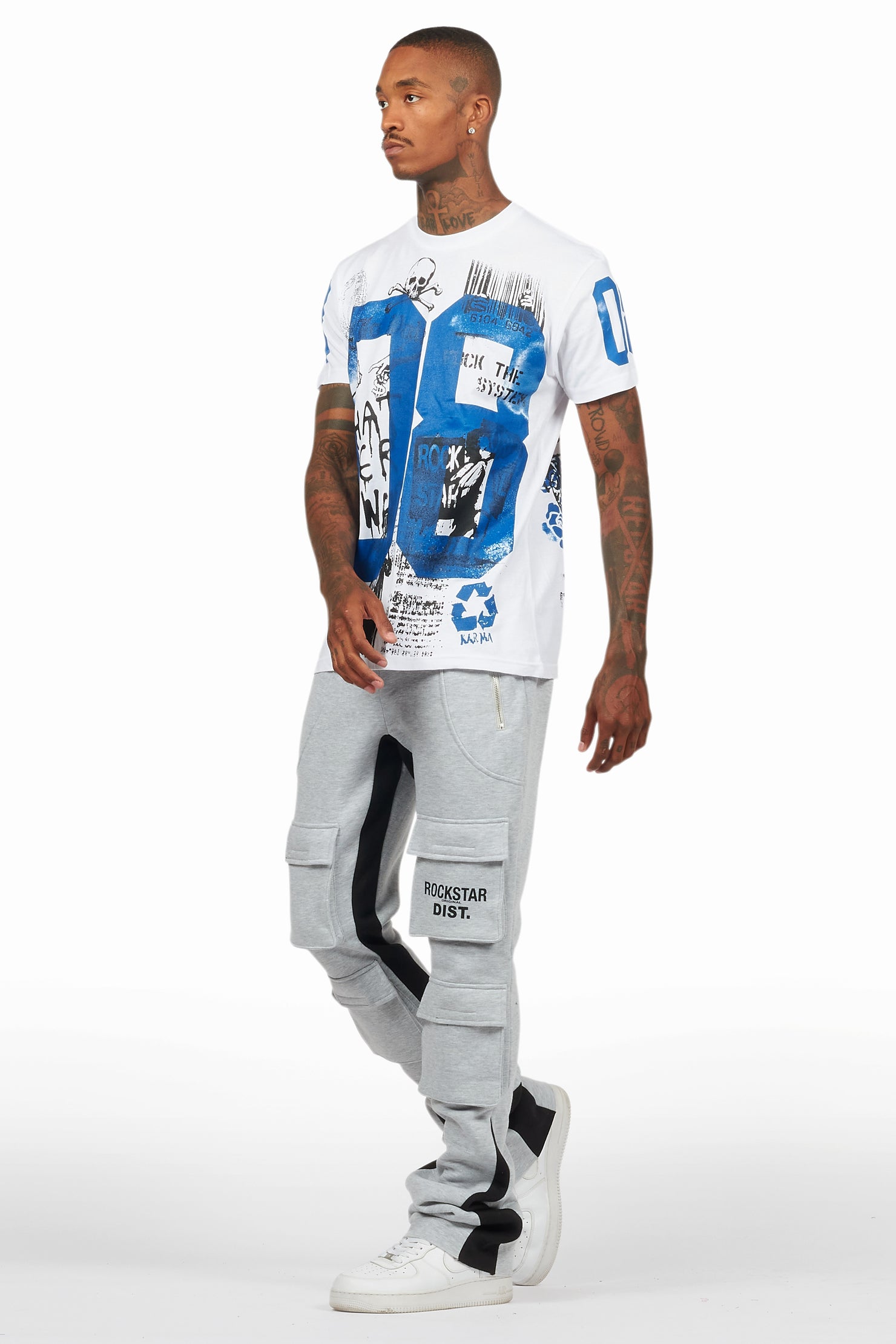 Antoon Heather Grey Stacked Flare Track Pant