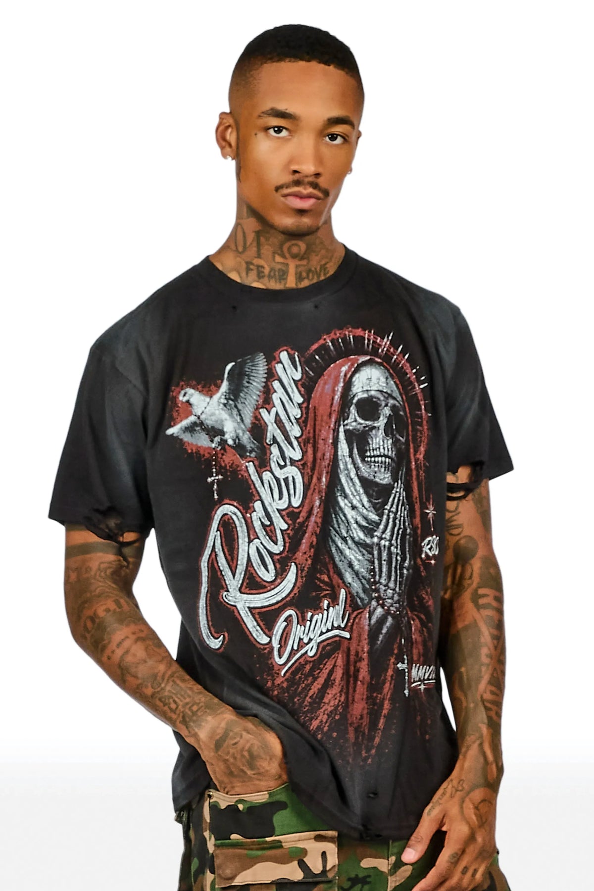 Sangrosary Black Oversized Graphic T-Shirt
