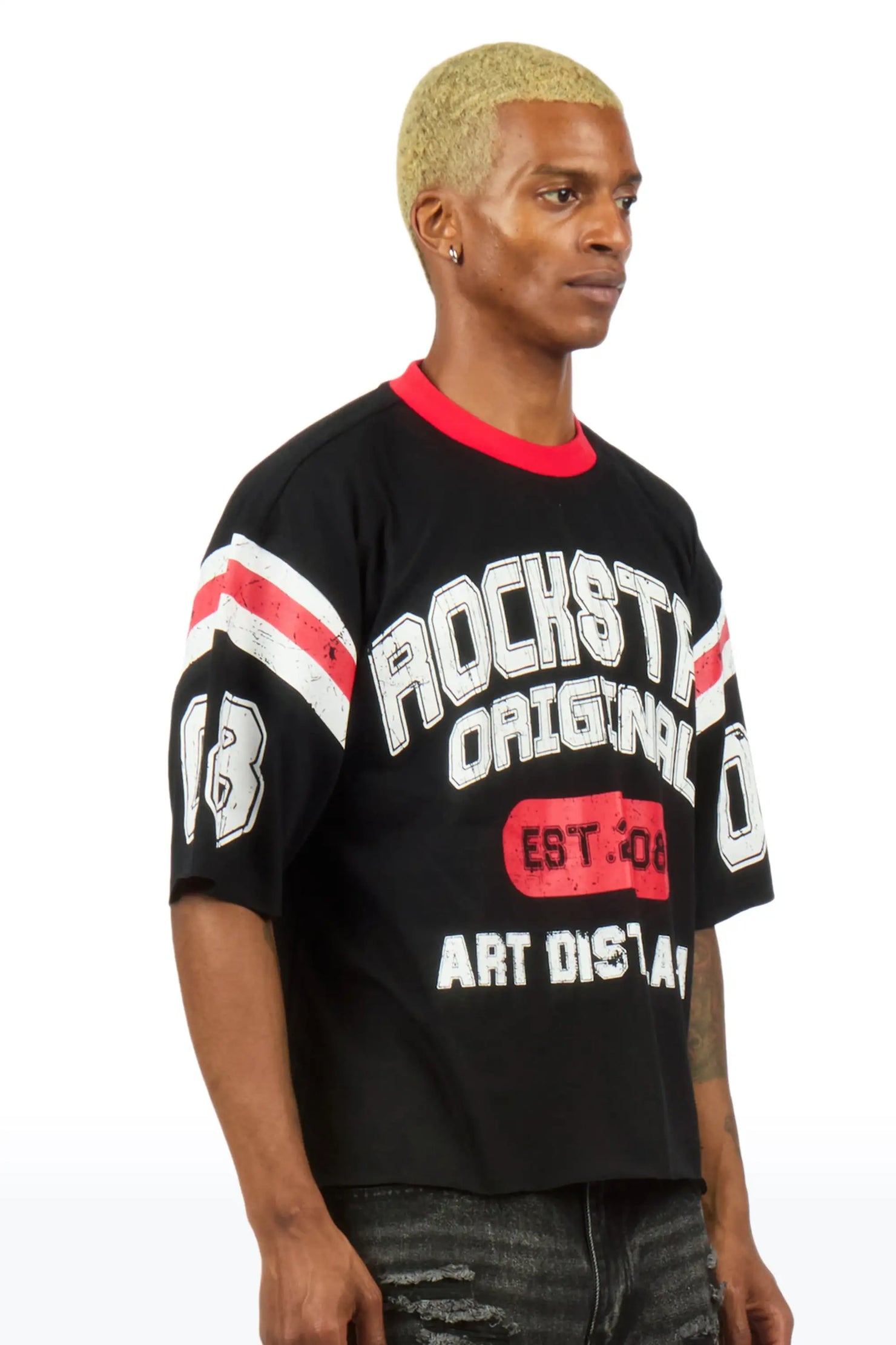 Vidam Black Boxy Crop Tee