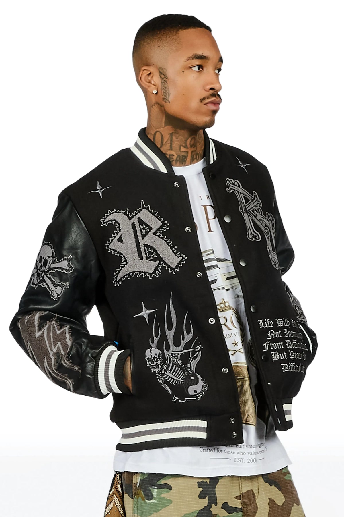 Naizeah Black/Black Varsity Jacket
