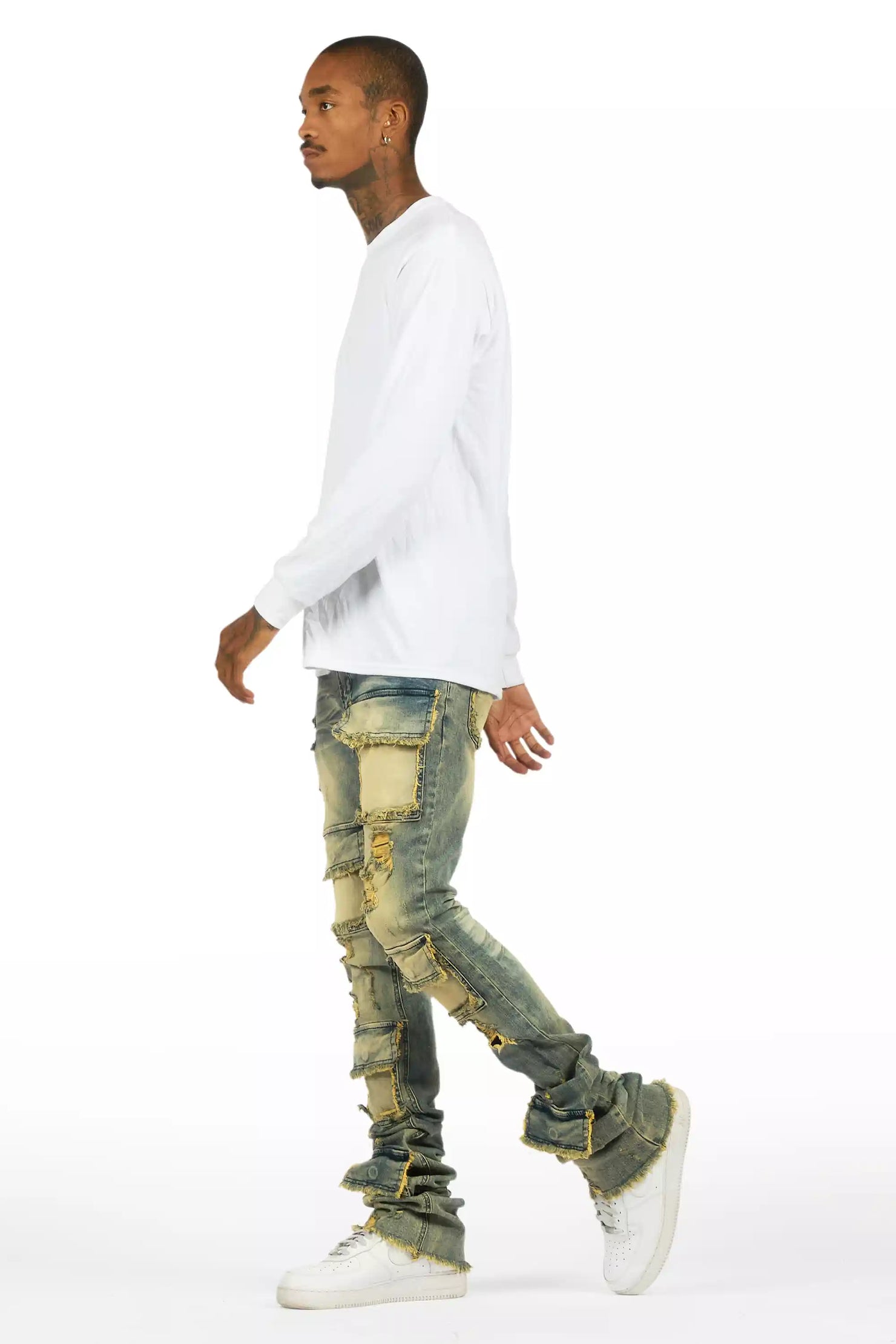 Petrus Tint Blue Super Stacked Flare Jean