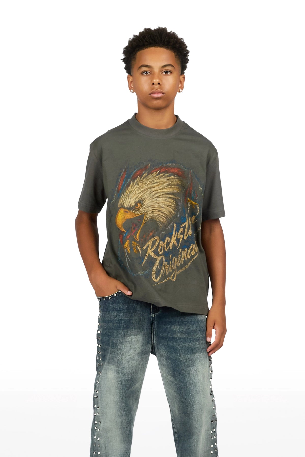 Boys Kartal Charcoal Graphic T-Shirt