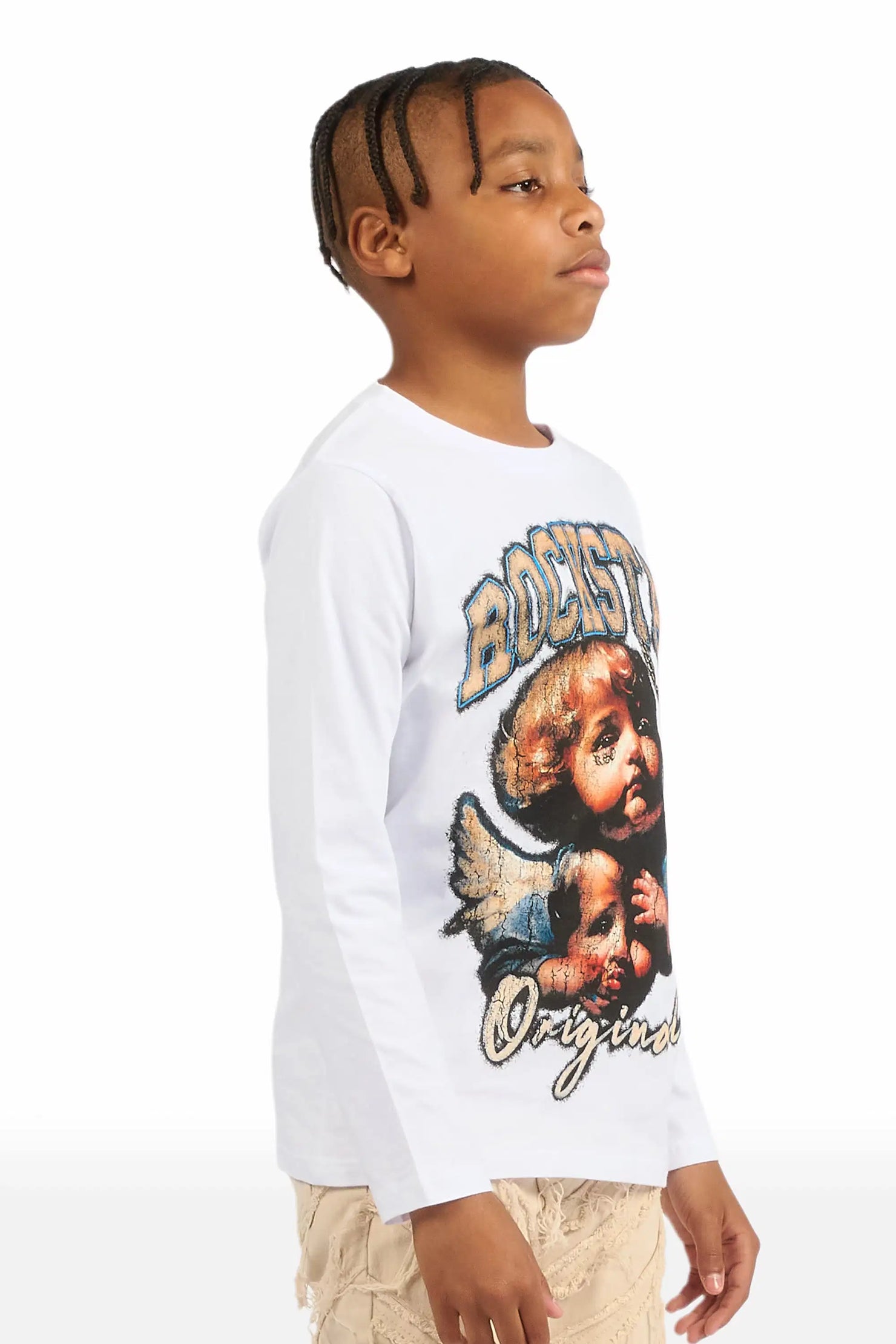Boys Deiter White Long Sleeve Graphic T-Shirt